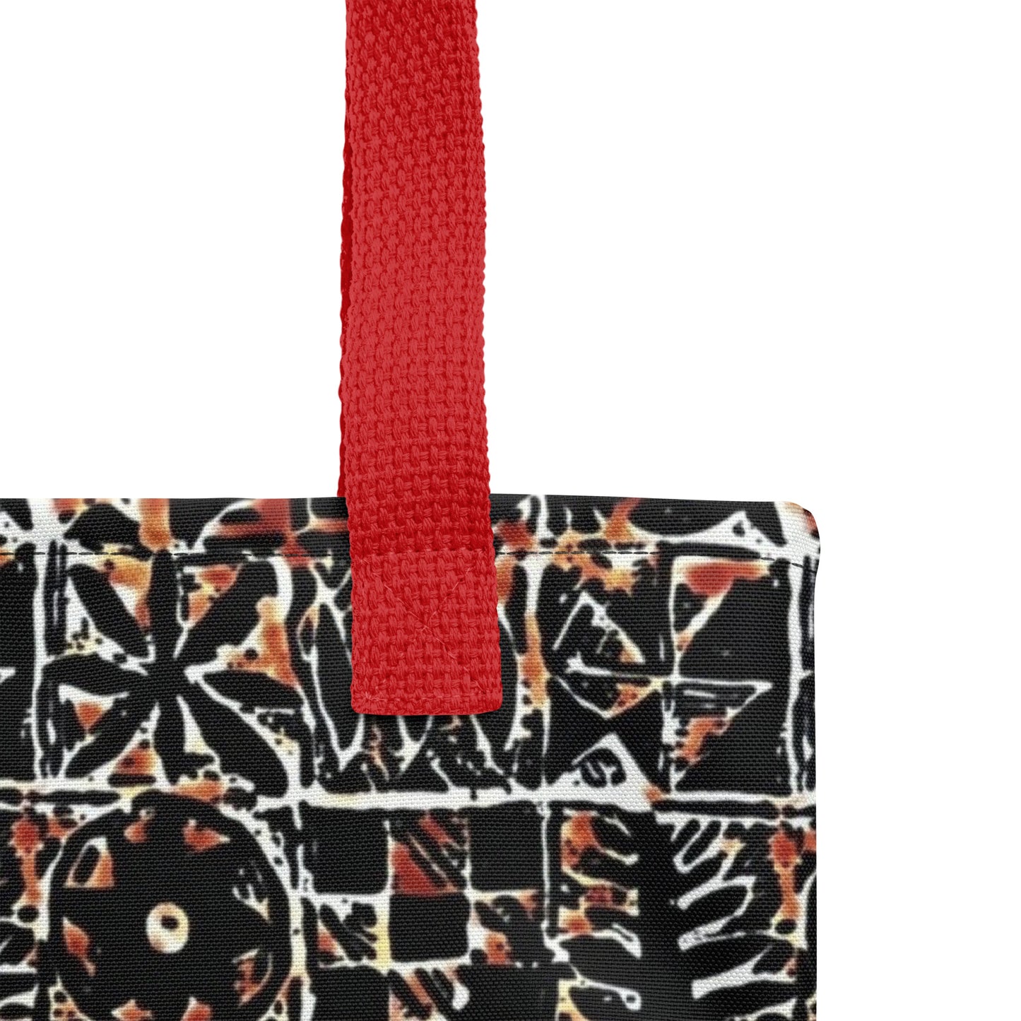 Red Abstract Adire Tote Bag