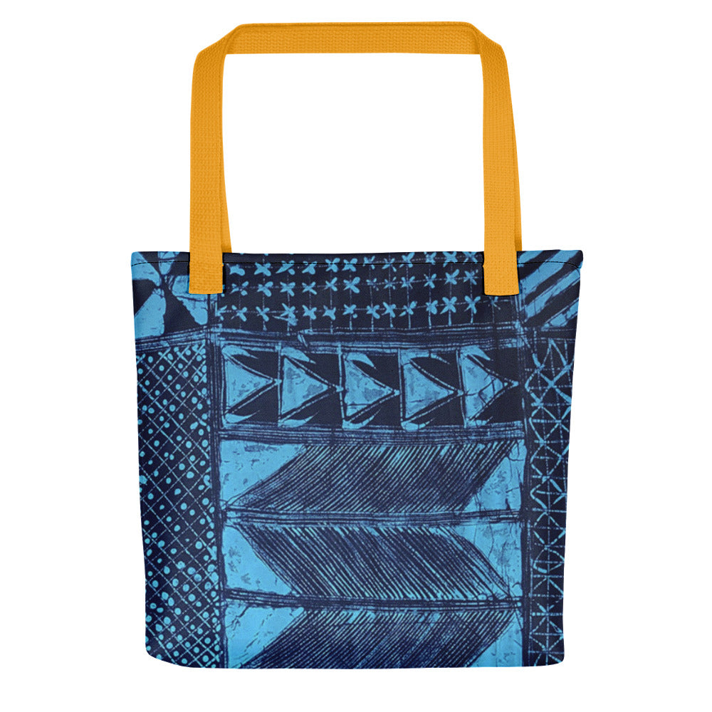 Black And Turquoise Shapes Adire Tote Bag