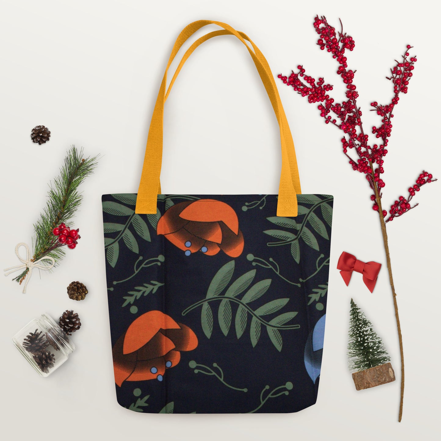 Winter Floral Tote Bag