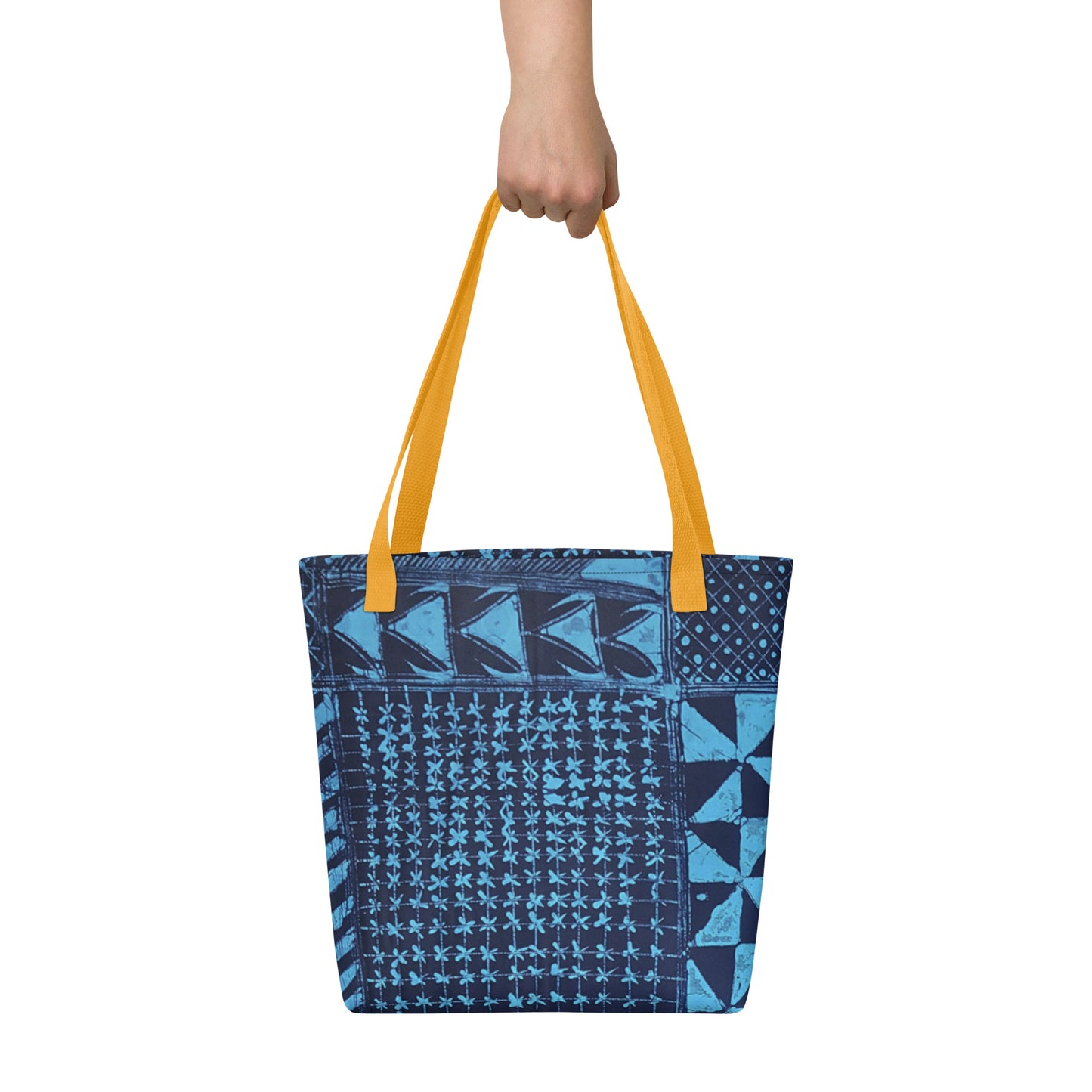 Black And Turquoise Shapes Adire Tote Bag