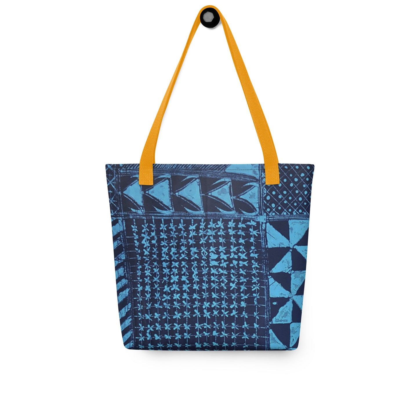 Black And Turquoise Shapes Adire Tote Bag