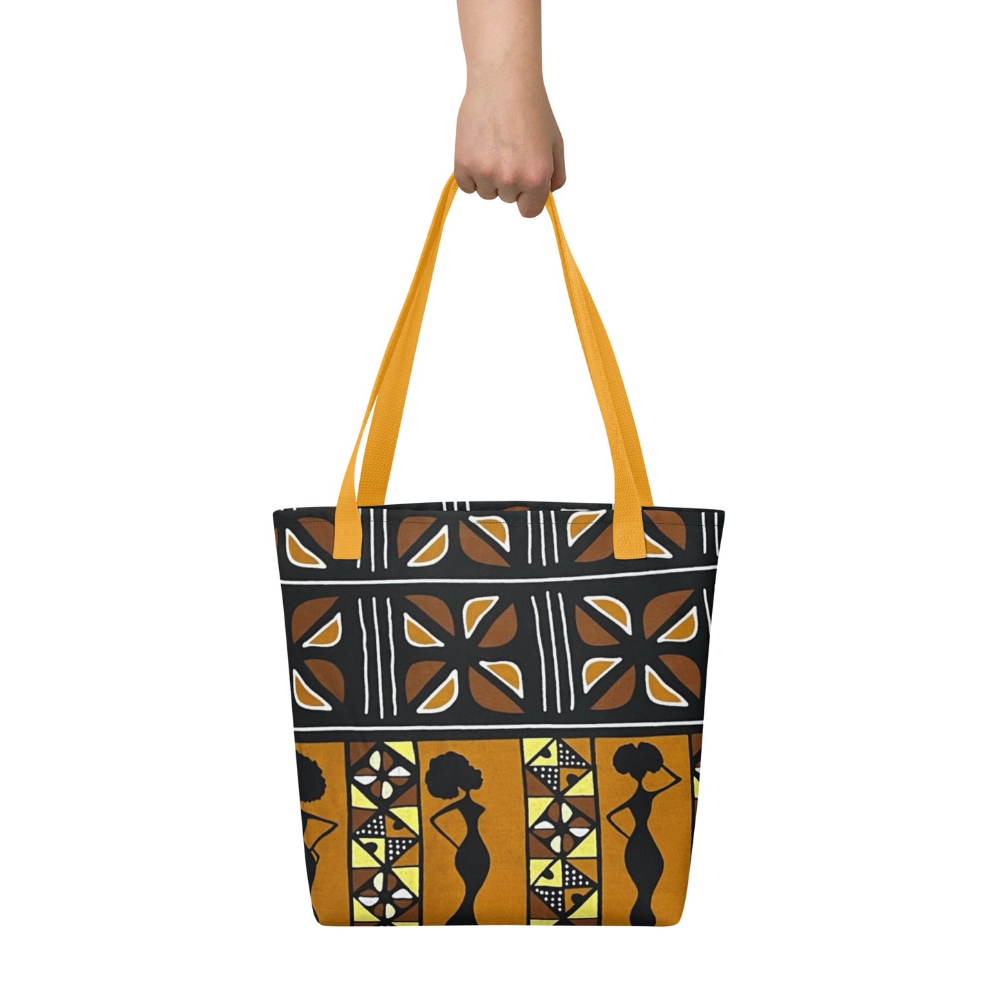 Ladies Black Brown Ankara Tote Bag