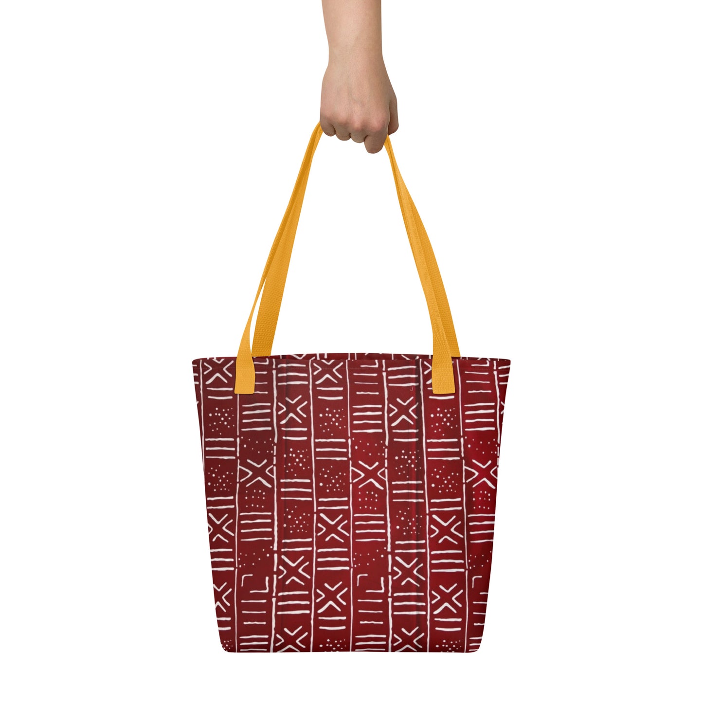 Red & White Print Tote Bag