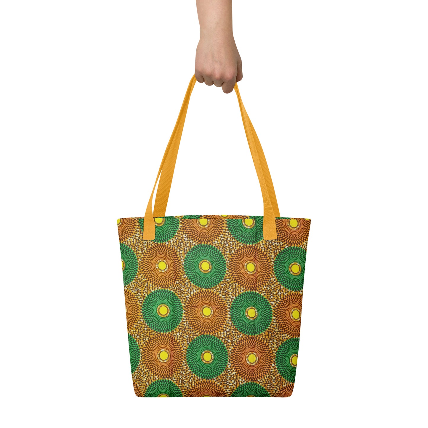 Green Peach Circles Tote Bag