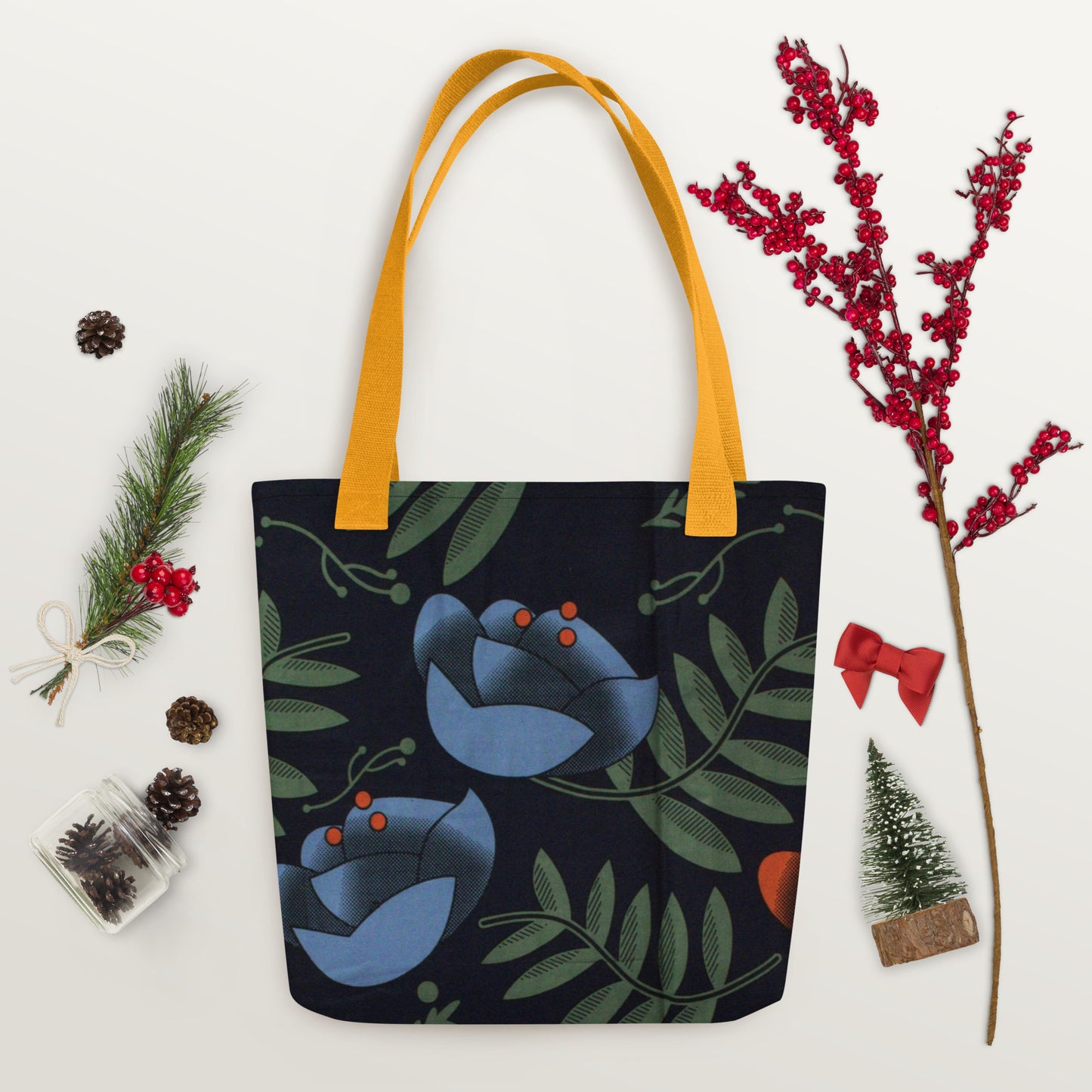 Winter Floral Tote Bag