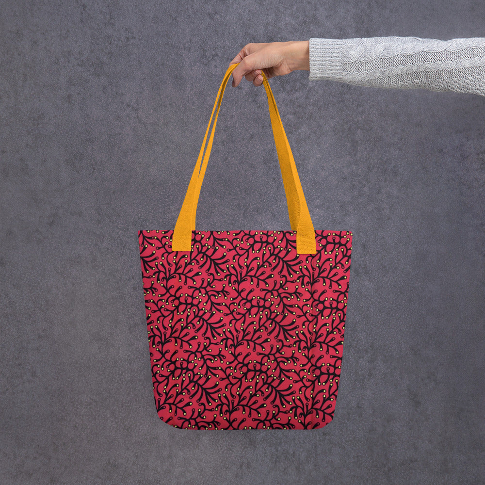 Red Ankara Tote Bag