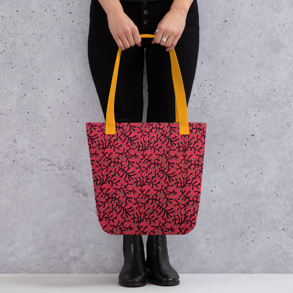 Red Ankara Tote Bag