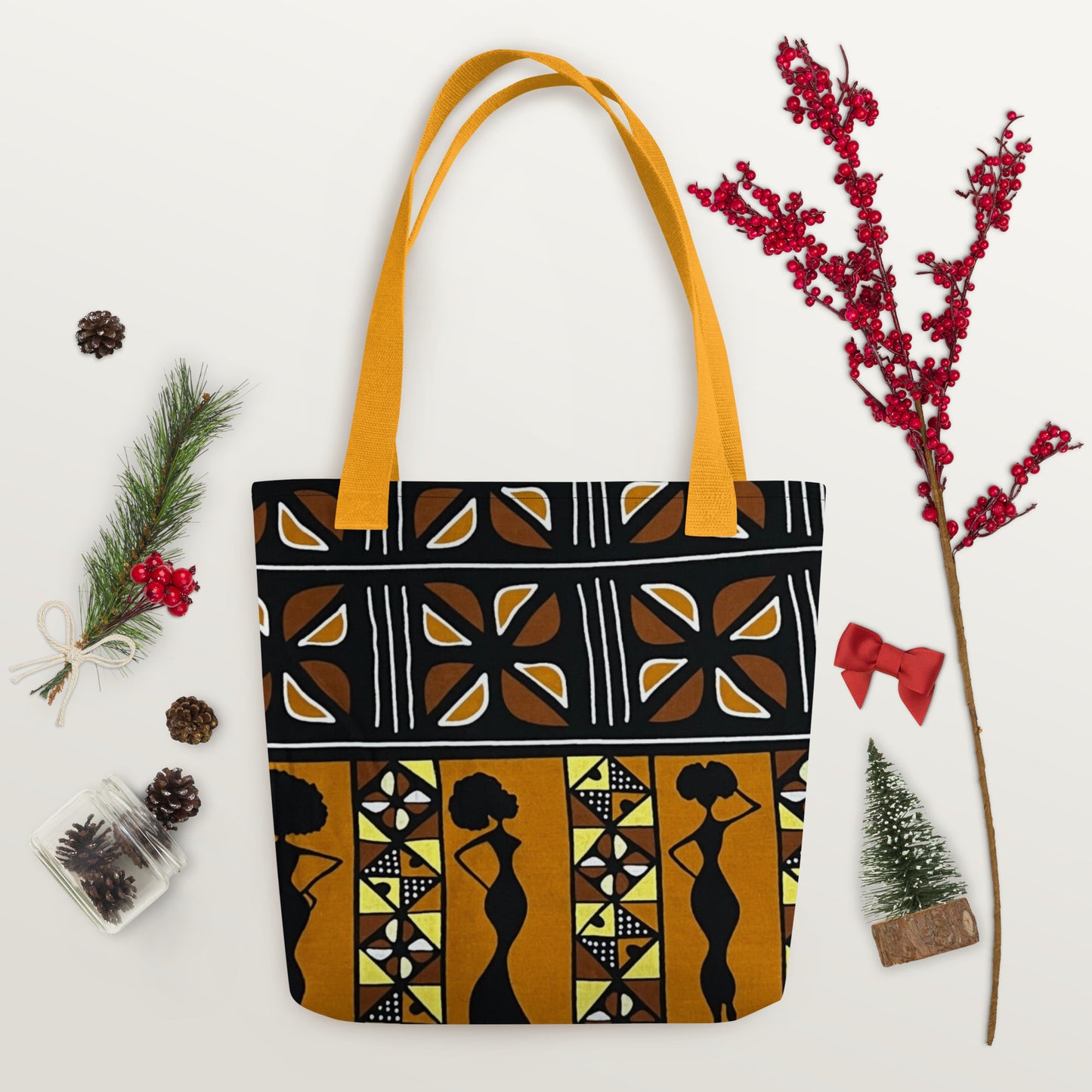 Ladies Black Brown Ankara Tote Bag