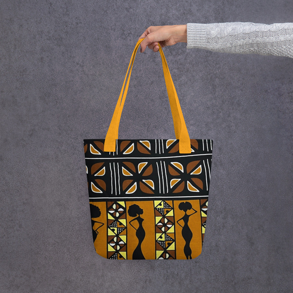 Ladies Black Brown Ankara Tote Bag