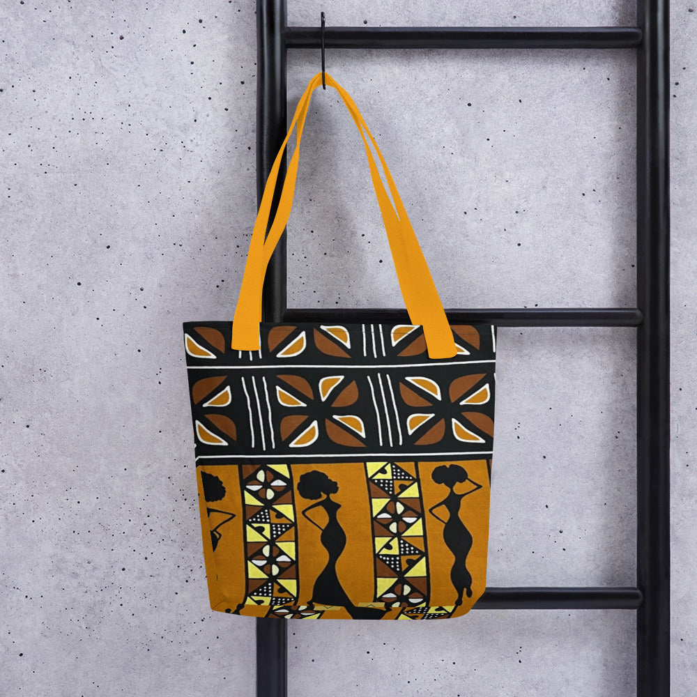 Ladies Black Brown Ankara Tote Bag