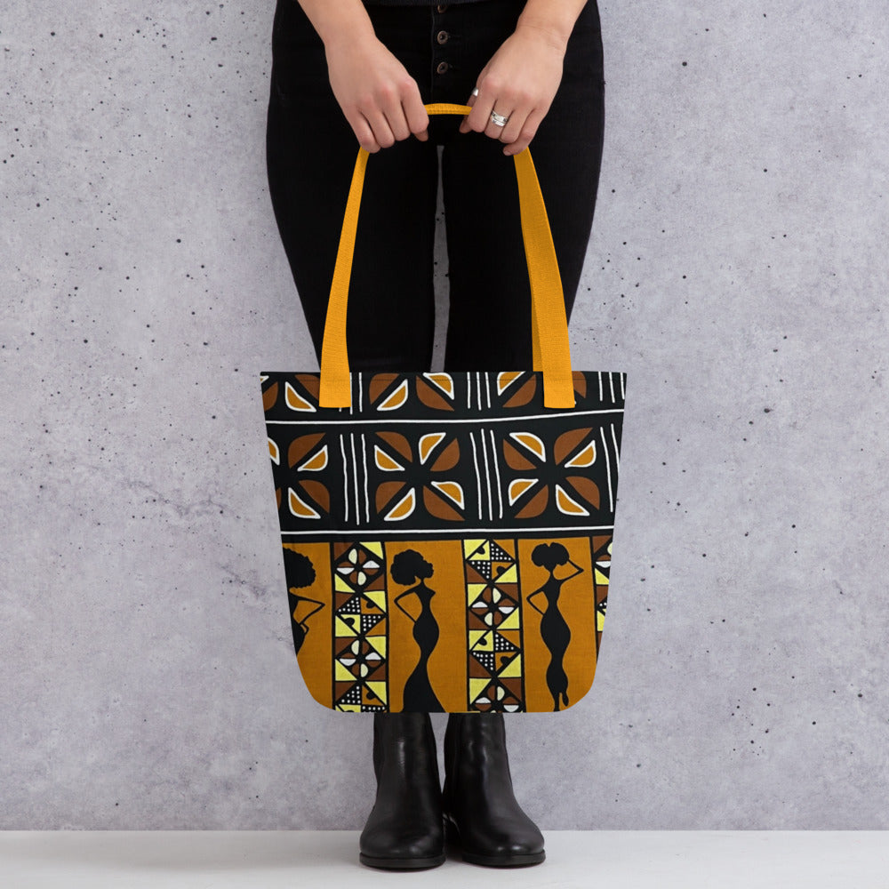 Ladies Black Brown Ankara Tote Bag