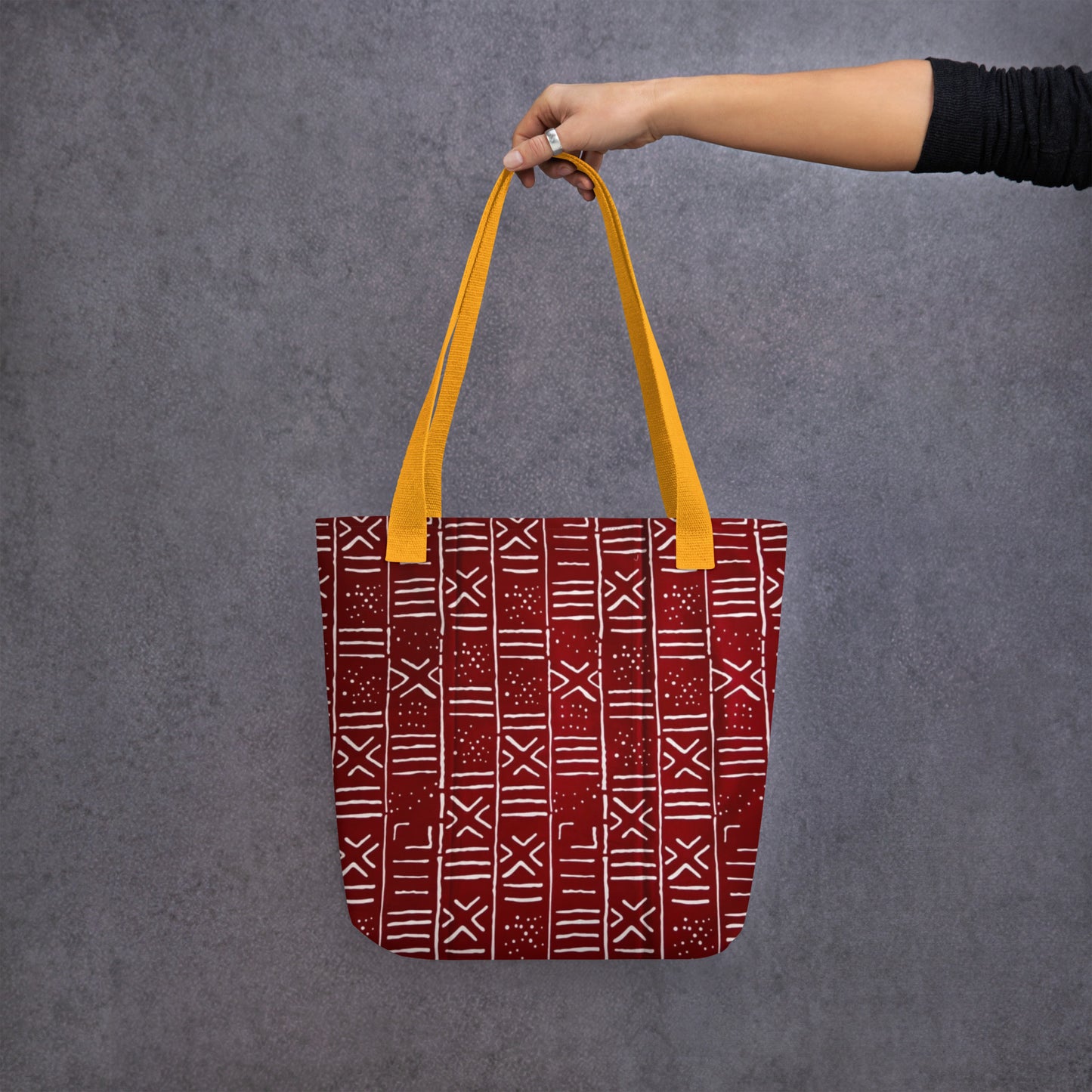 Red & White Print Tote Bag