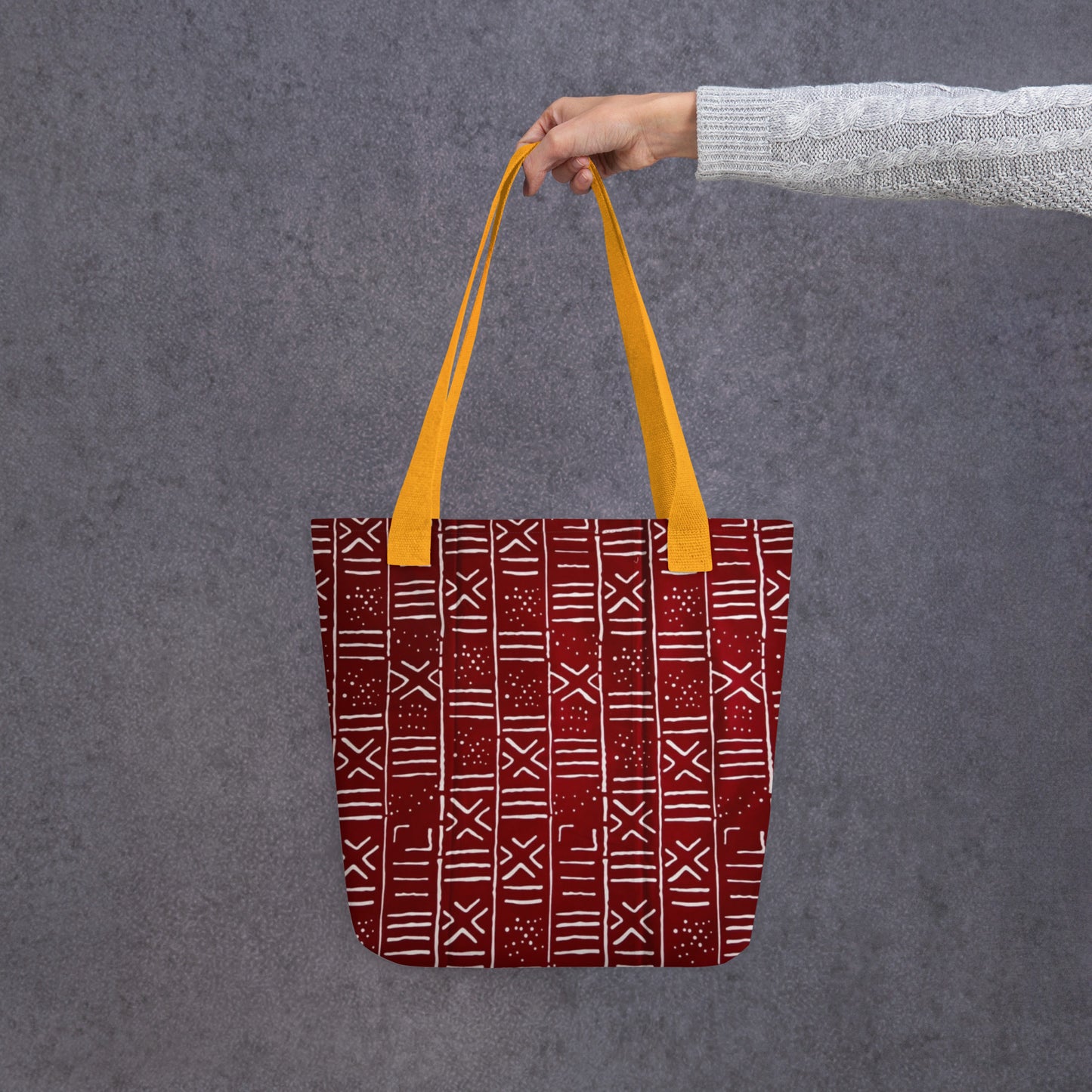 Red & White Print Tote Bag