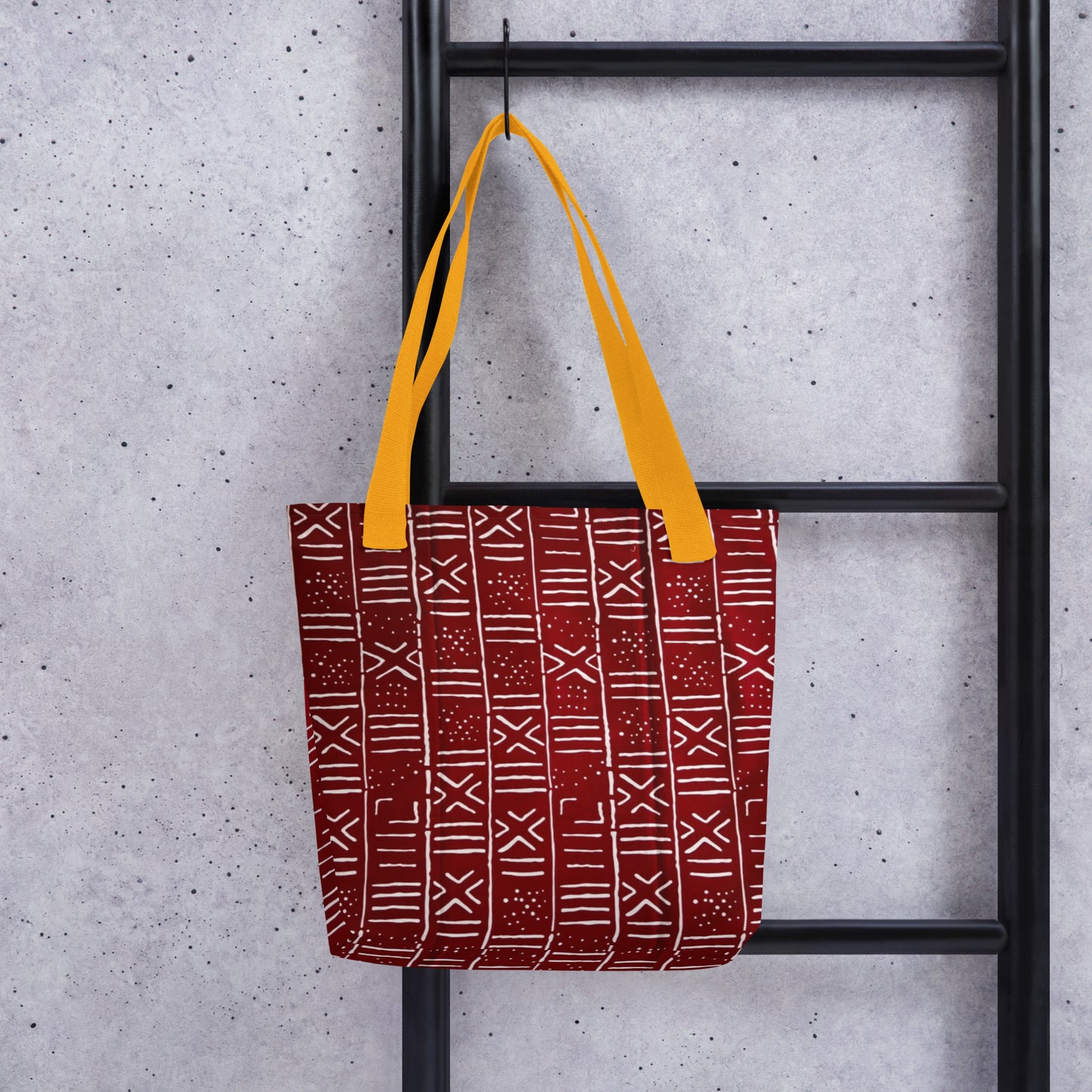 Red & White Print Tote Bag