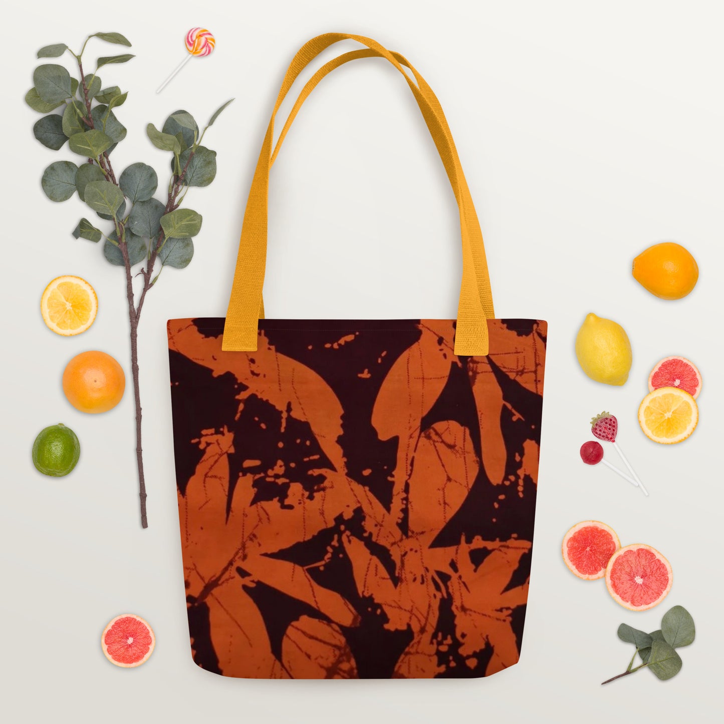 Orange Print Tote Bag