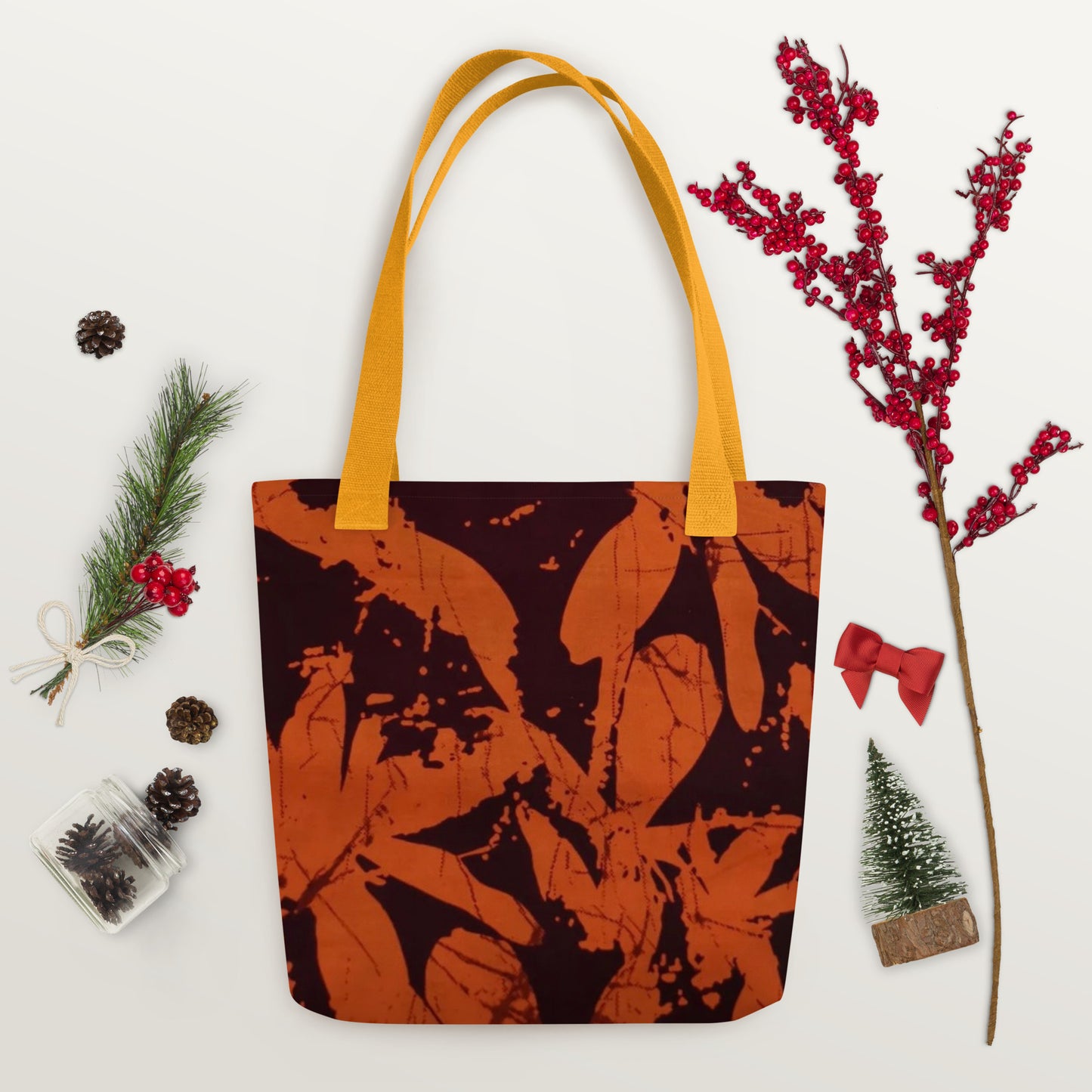 Orange Print Tote Bag