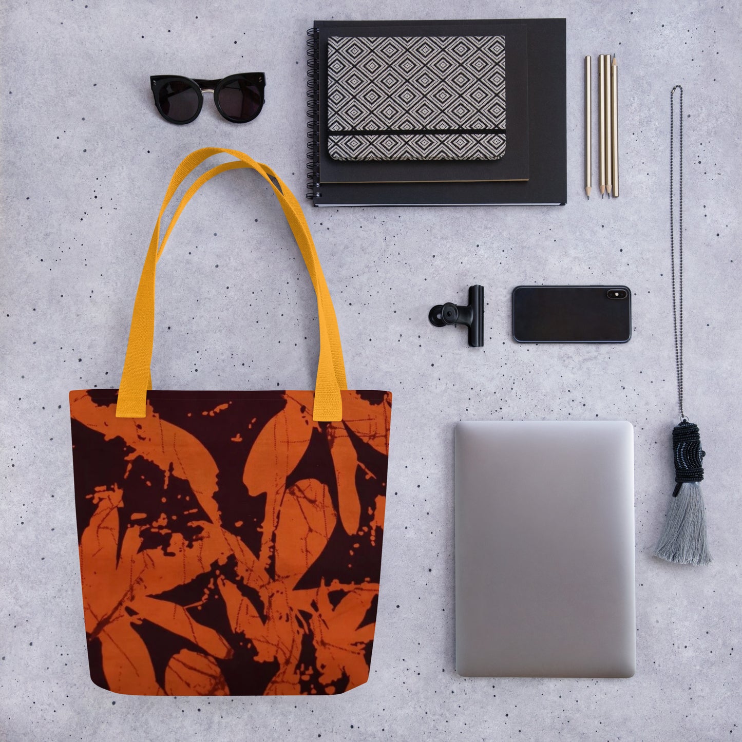 Orange Print Tote Bag