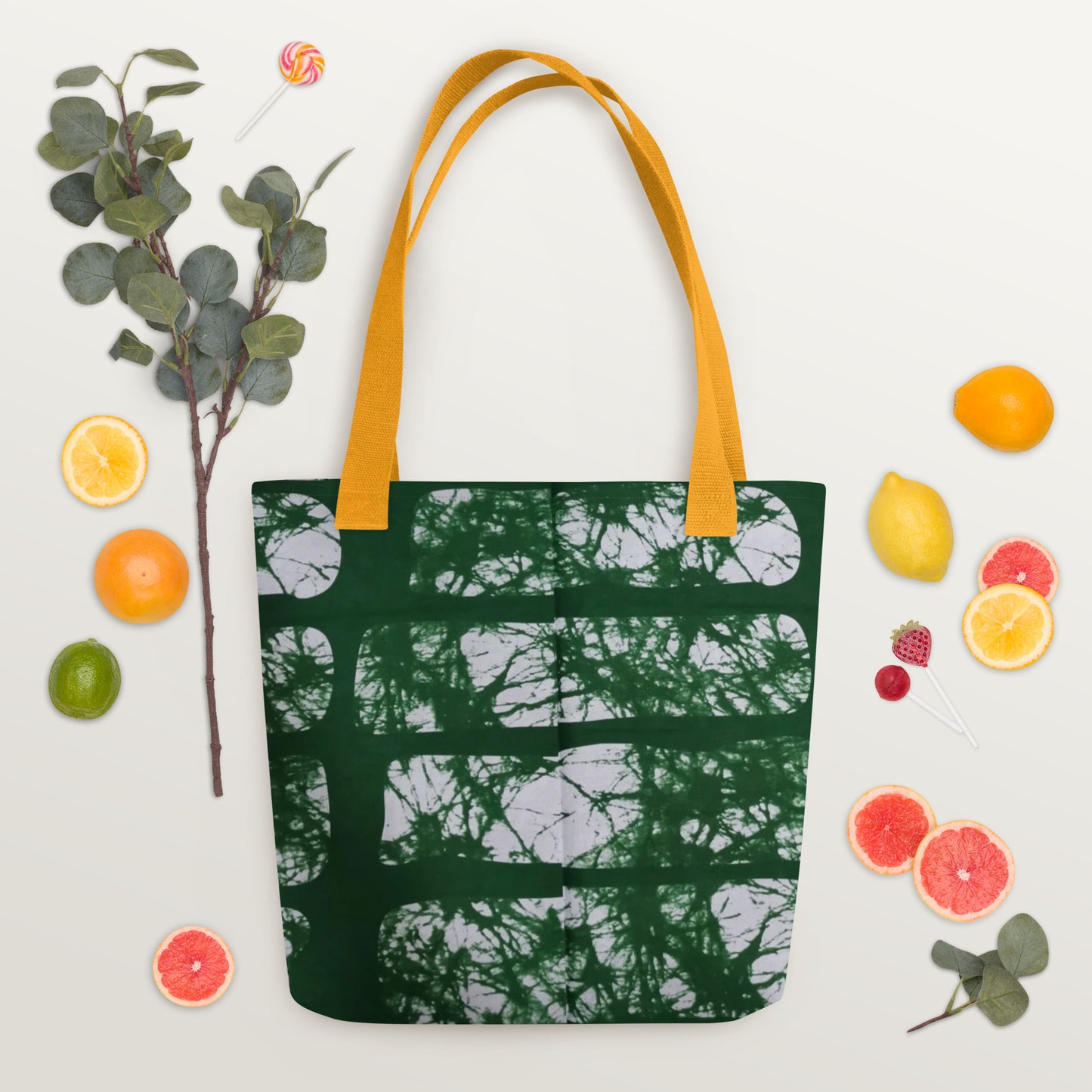 Green Print Tote Bag