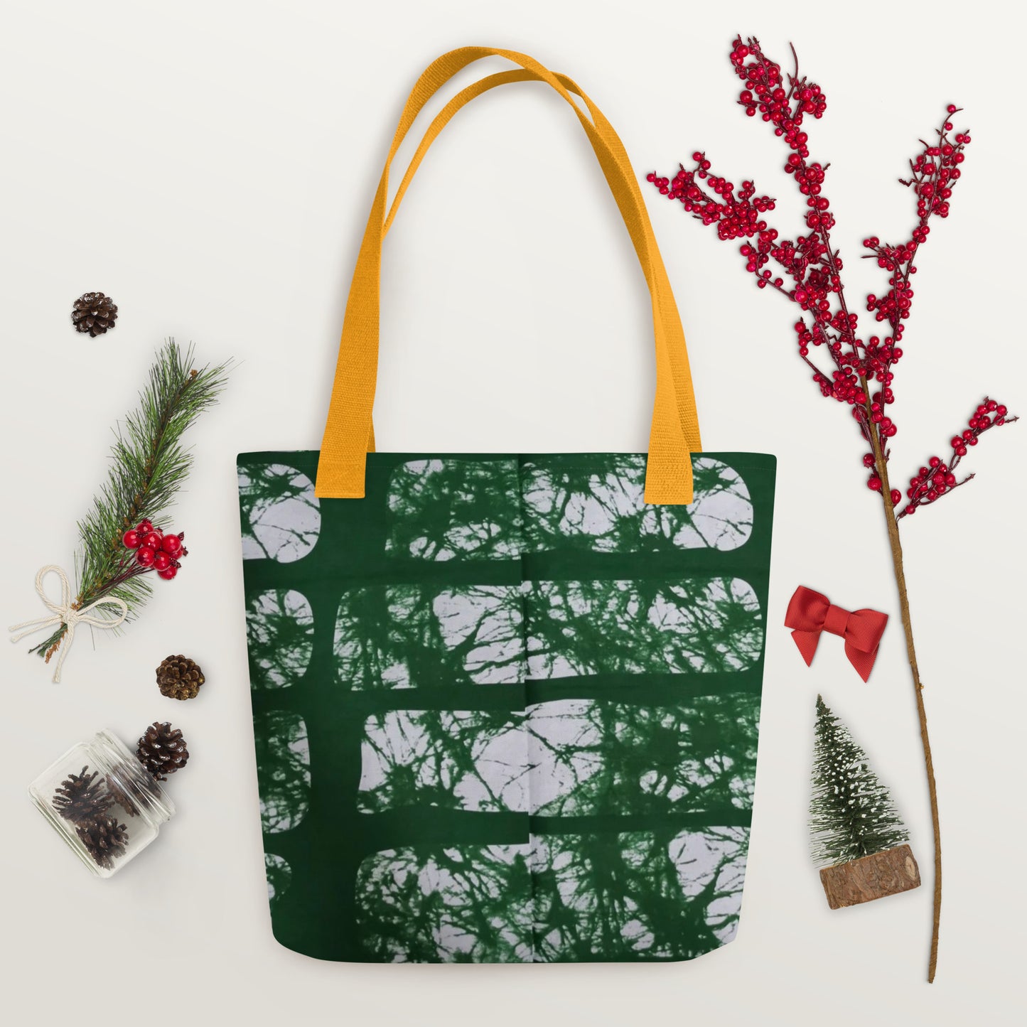 Green Print Tote Bag