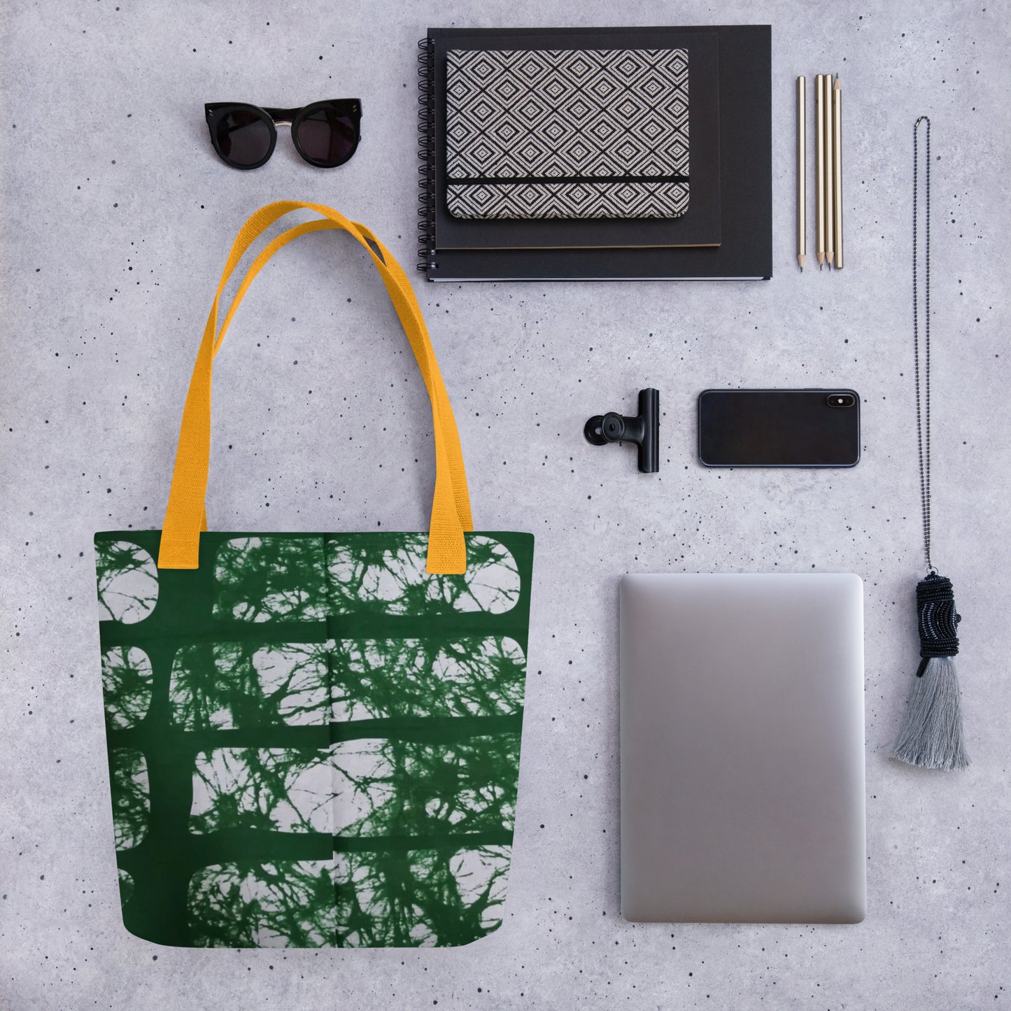 Green Print Tote Bag