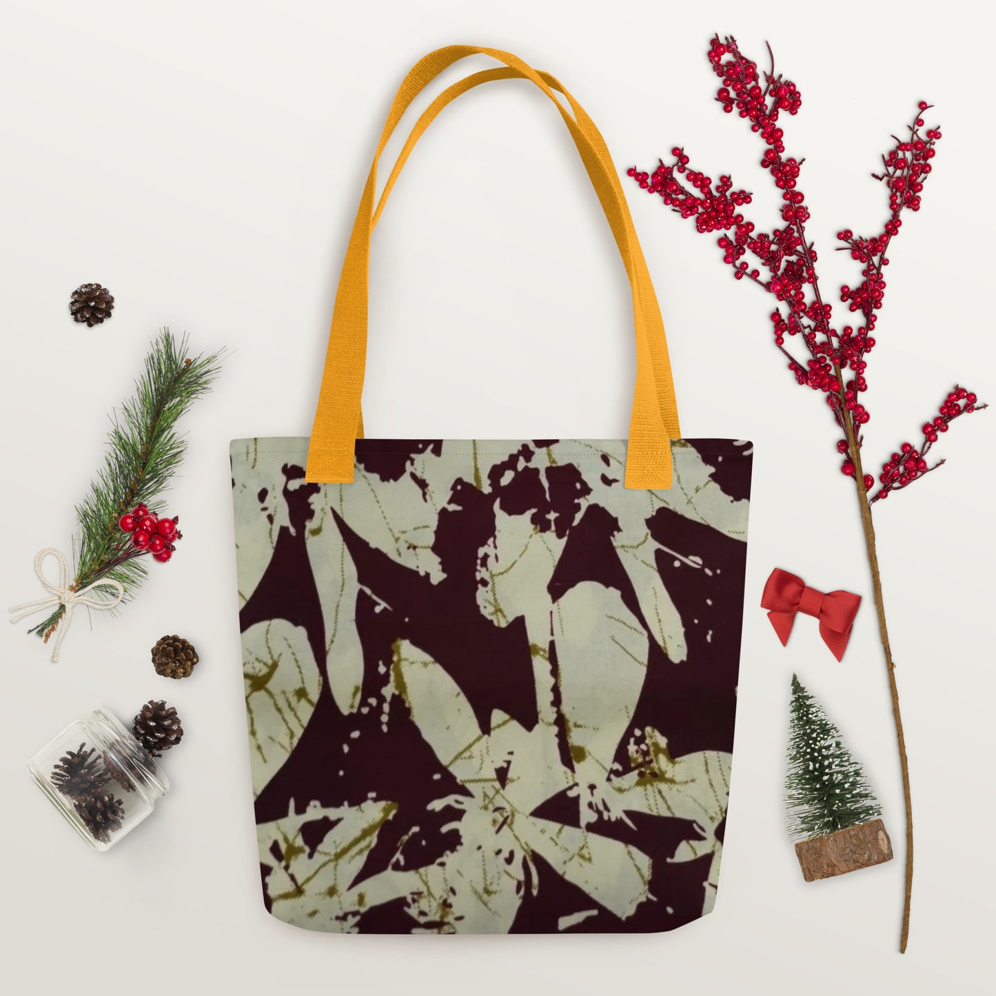 Brown Print Tote Bag