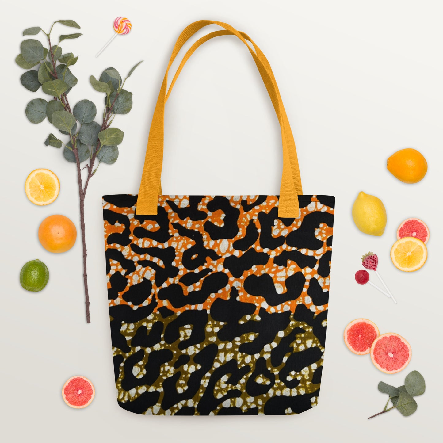 Green Orange Leopard Tote Bag