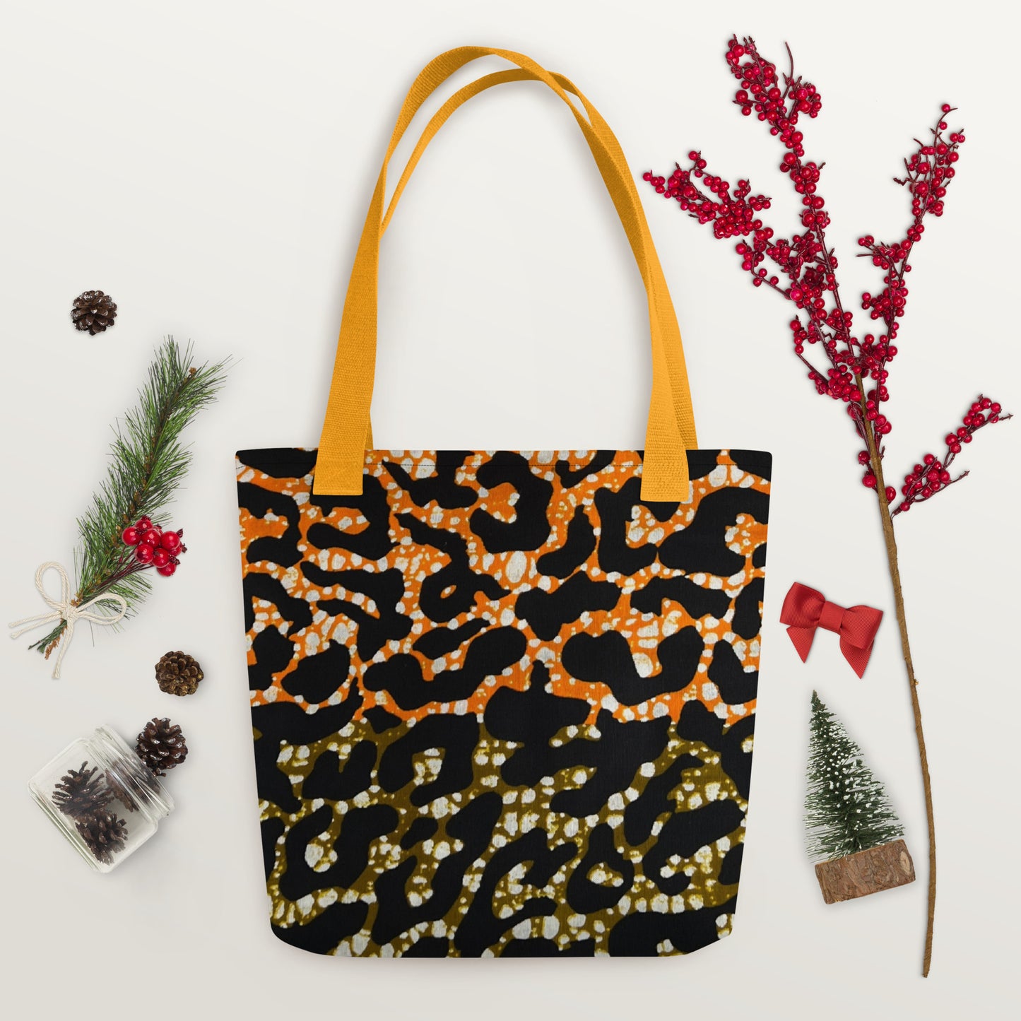 Green Orange Leopard Tote Bag