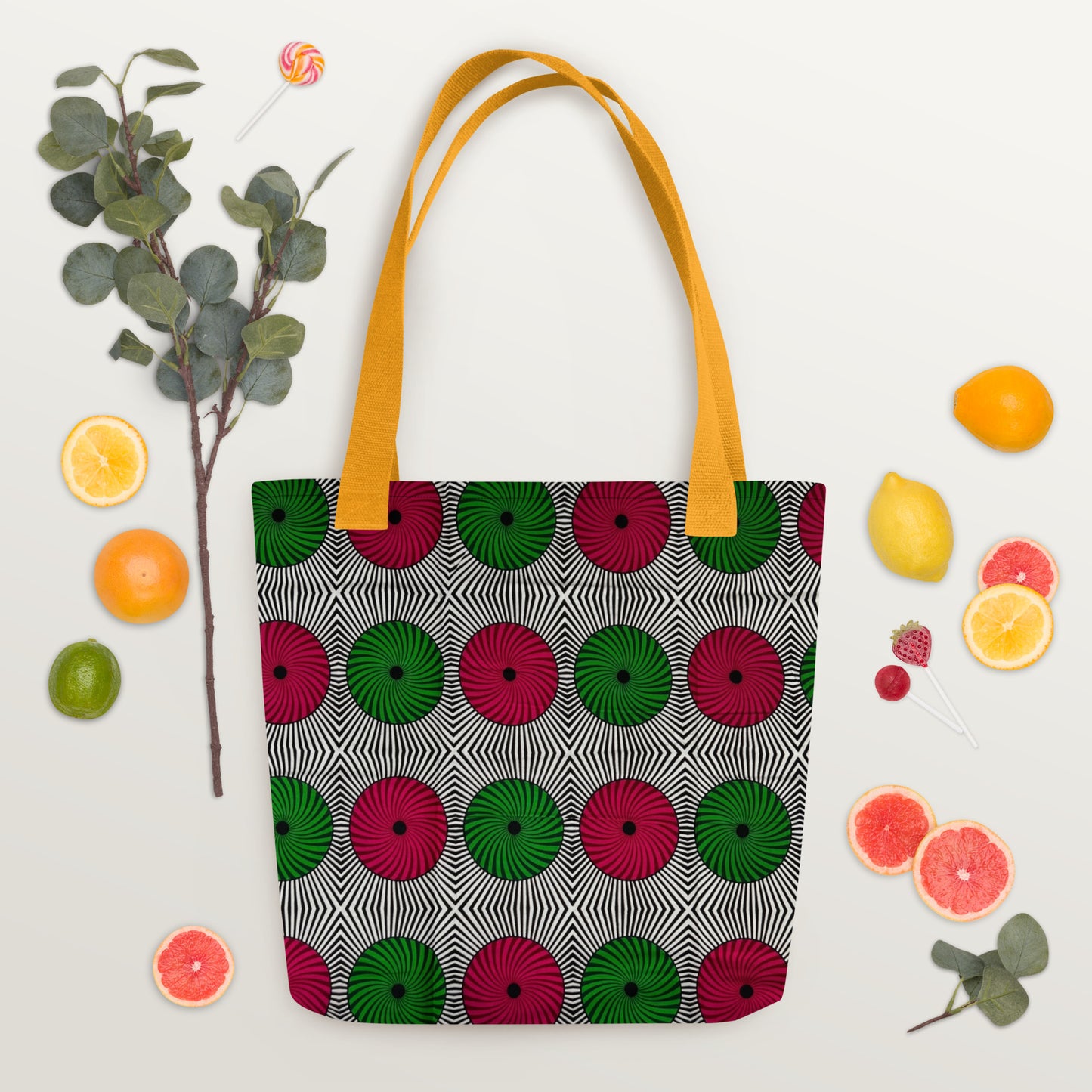 Red Green Circles Tote Bag