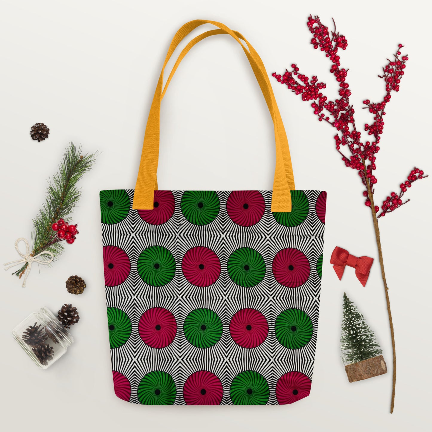 Red Green Circles Tote Bag