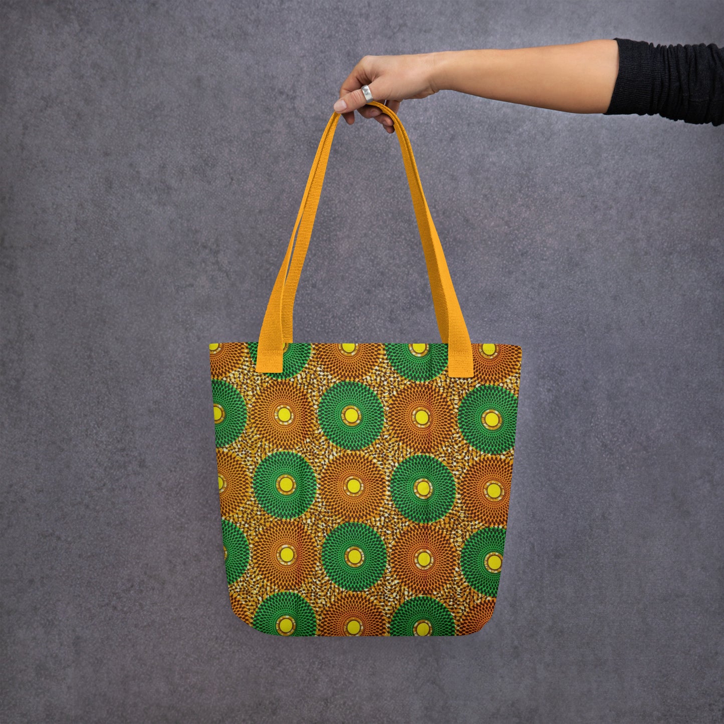 Green Peach Circles Tote Bag