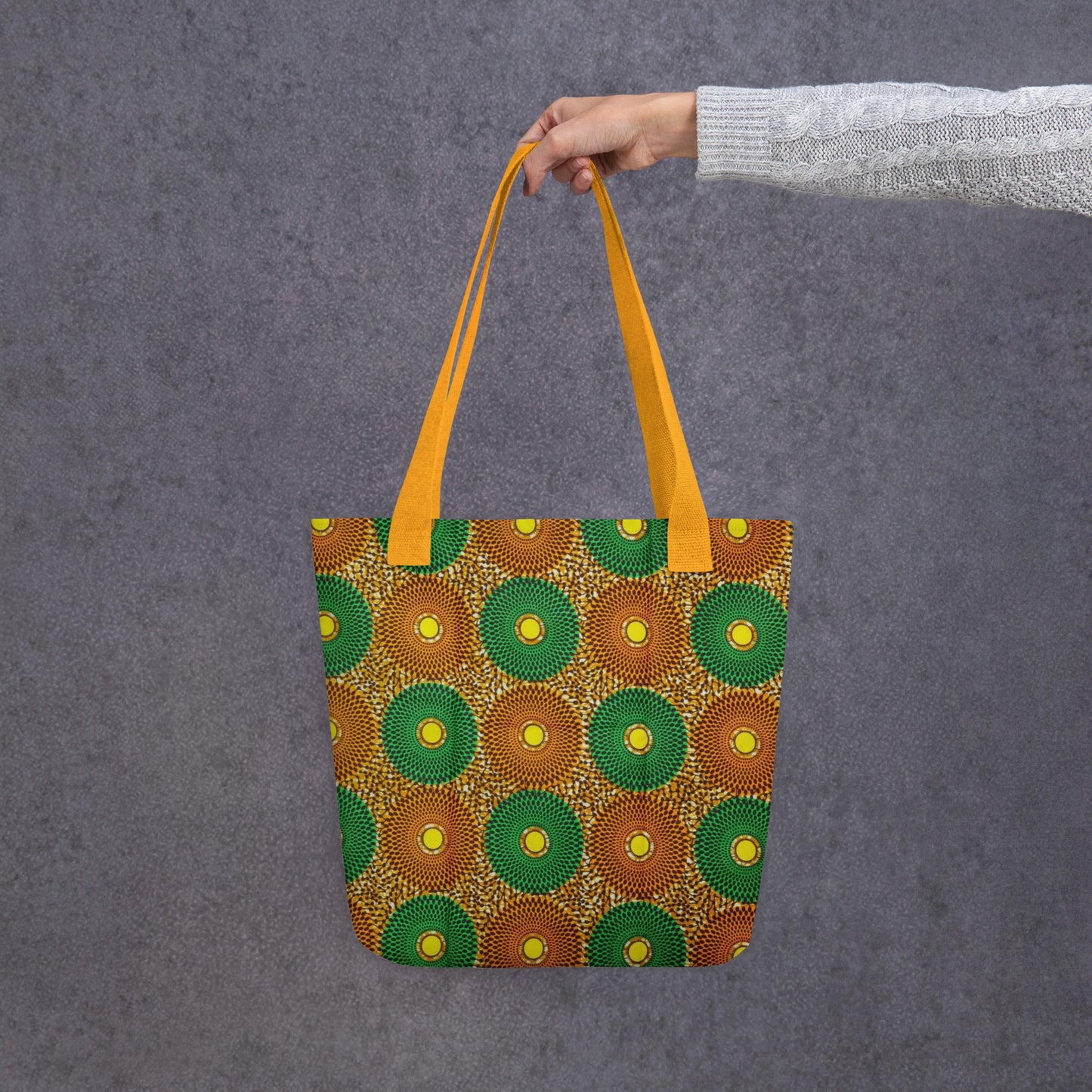 Green Peach Circles Tote Bag