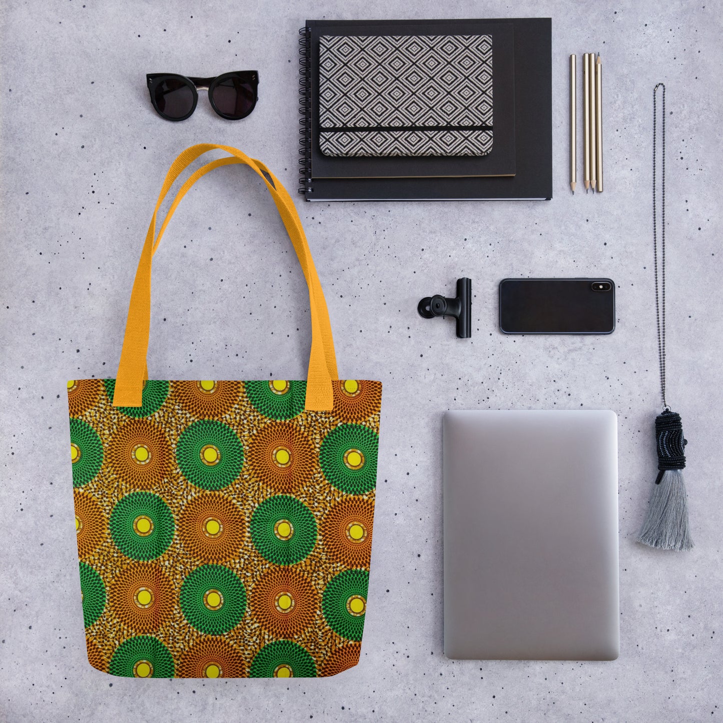 Green Peach Circles Tote Bag