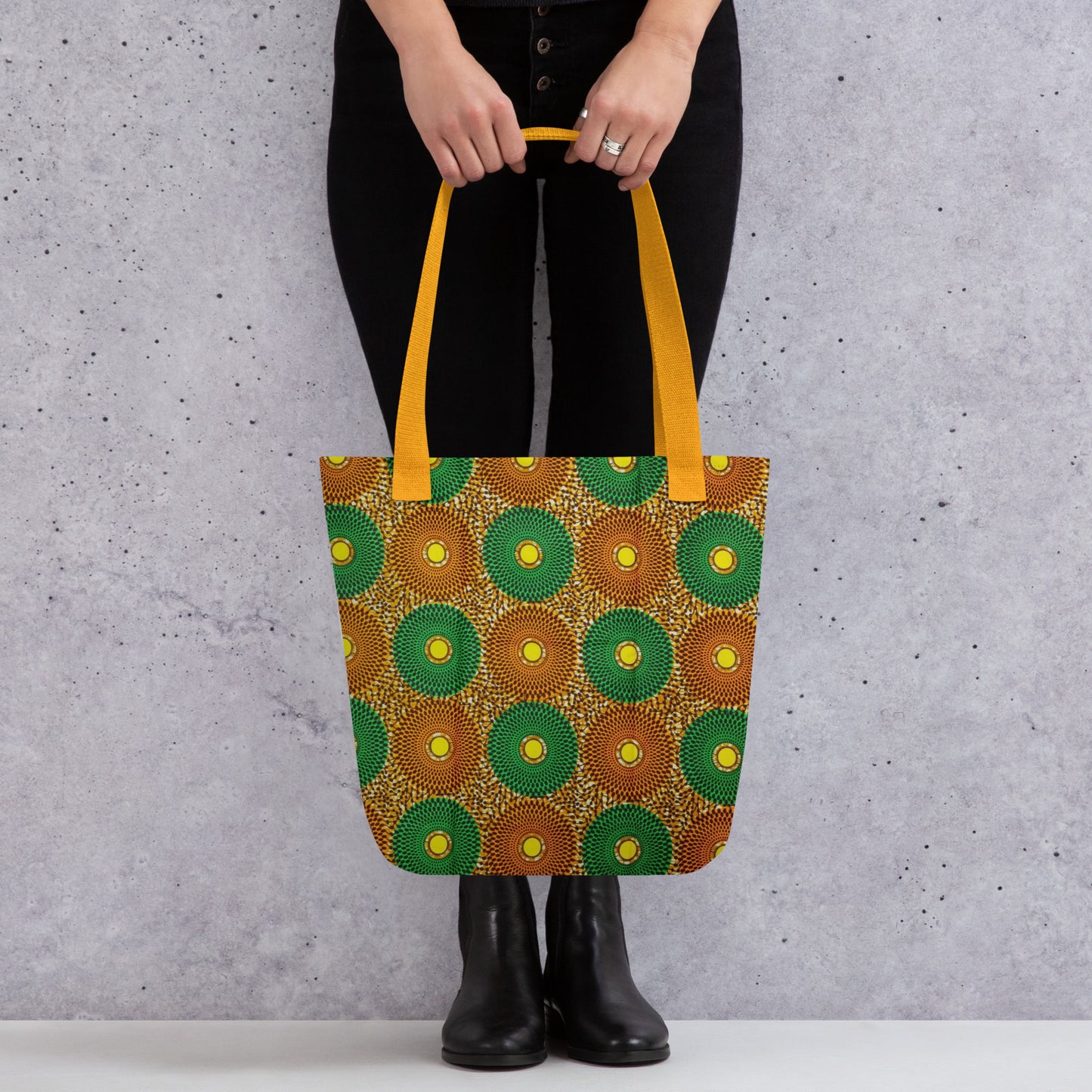 Green Peach Circles Tote Bag