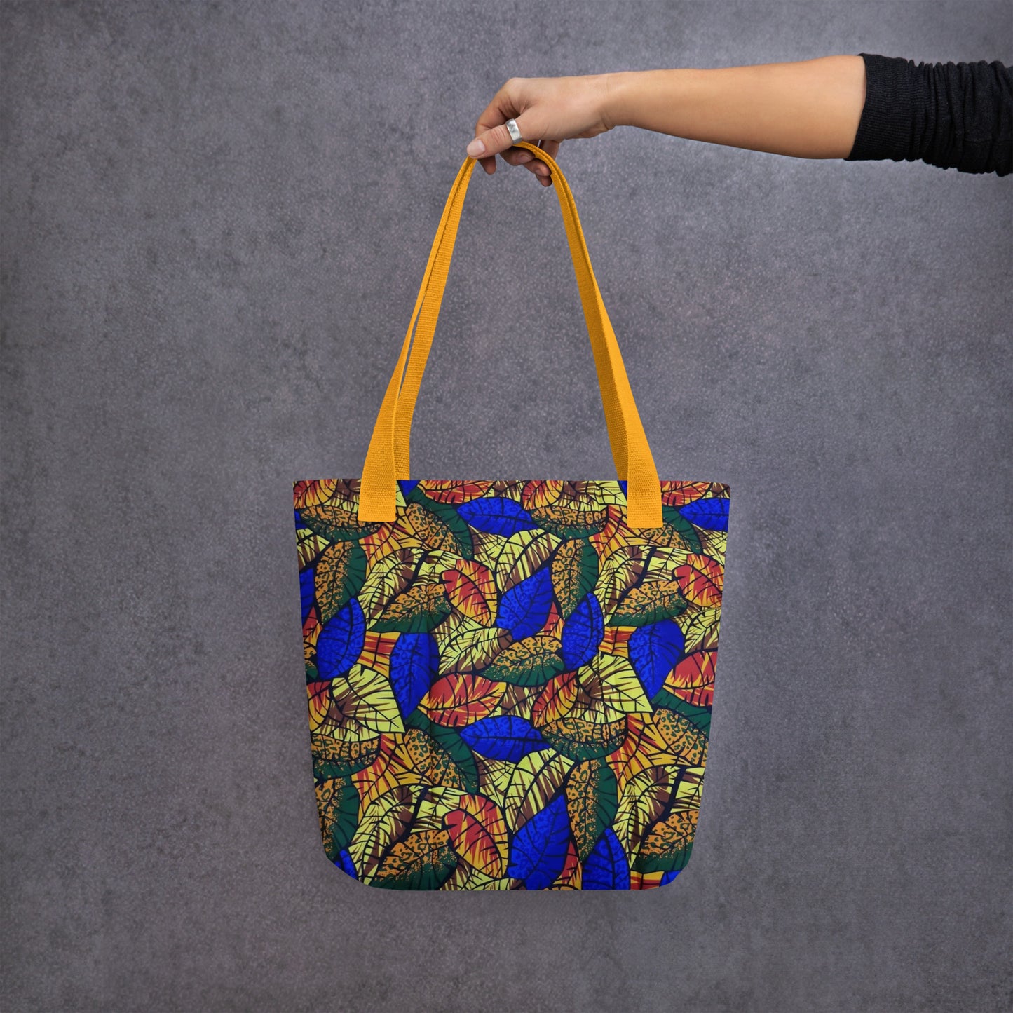 Multicolour Blue Leaf Tote Bag