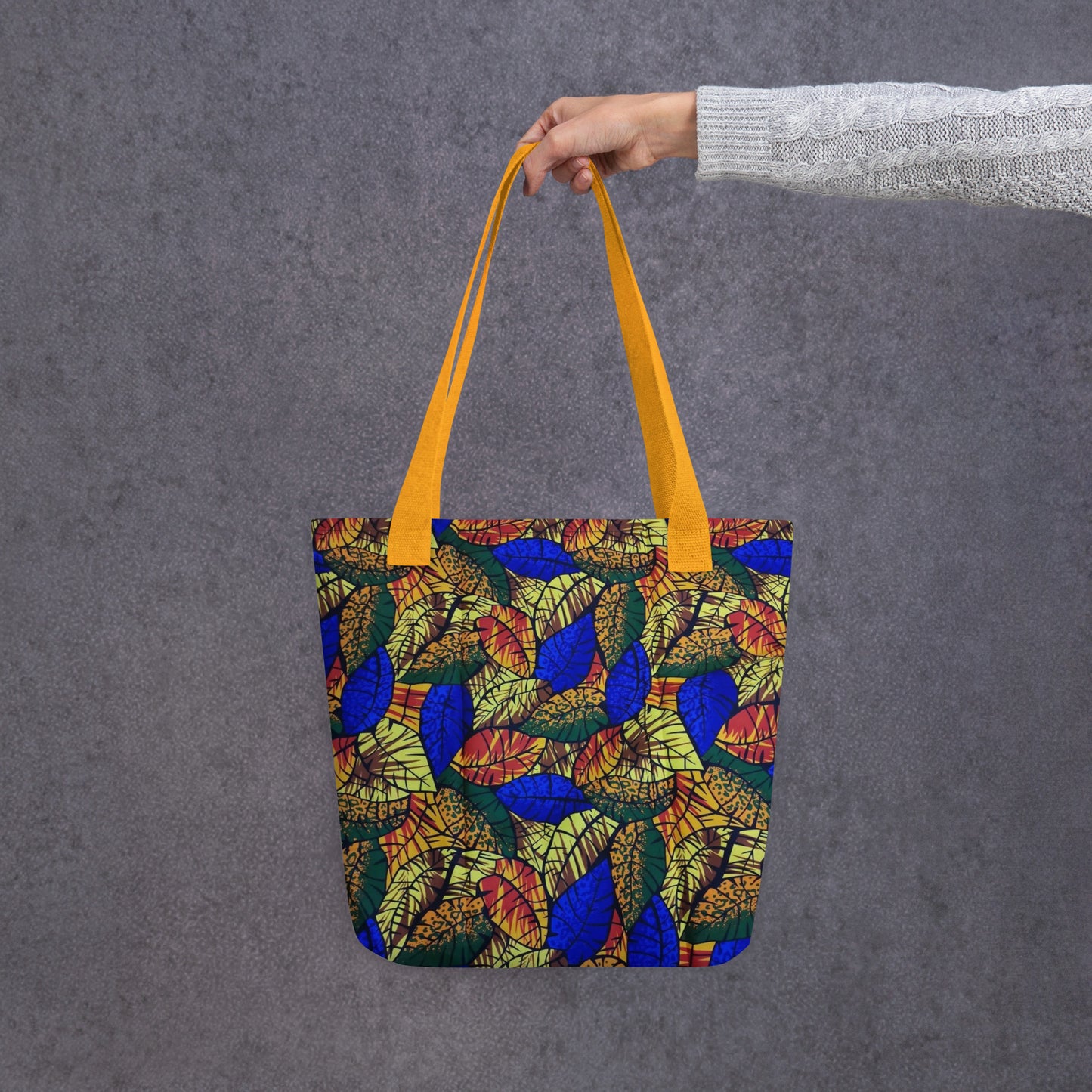 Multicolour Blue Leaf Tote Bag