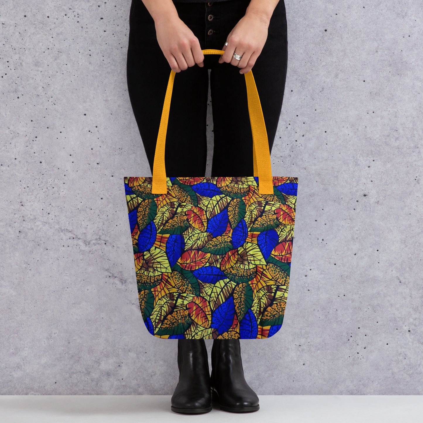 Multicolour Blue Leaf Tote Bag