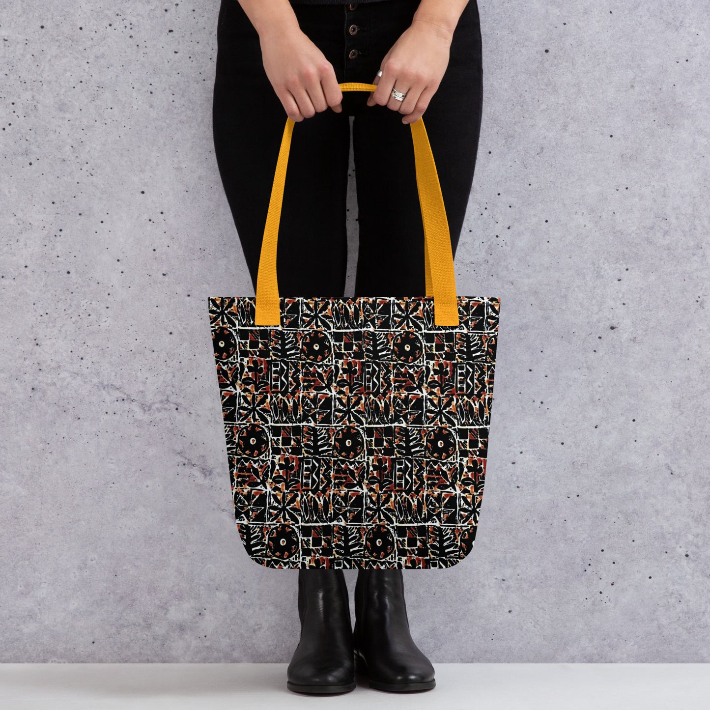 Red Abstract Adire Tote Bag