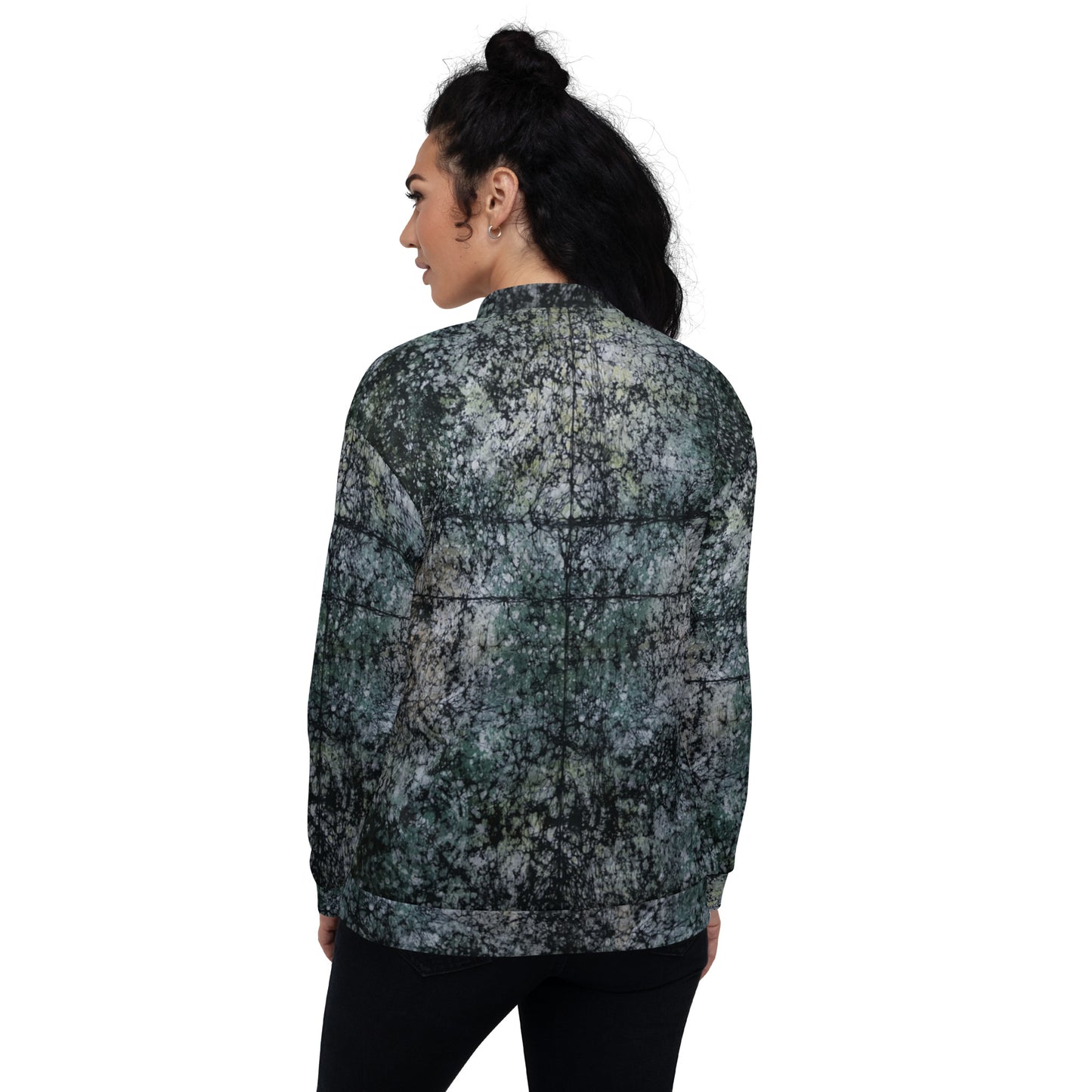 Dark Green Adire Unisex Bomber Jacket