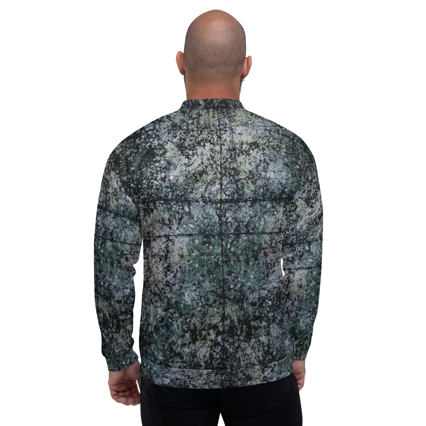 Dark Green Adire Unisex Bomber Jacket