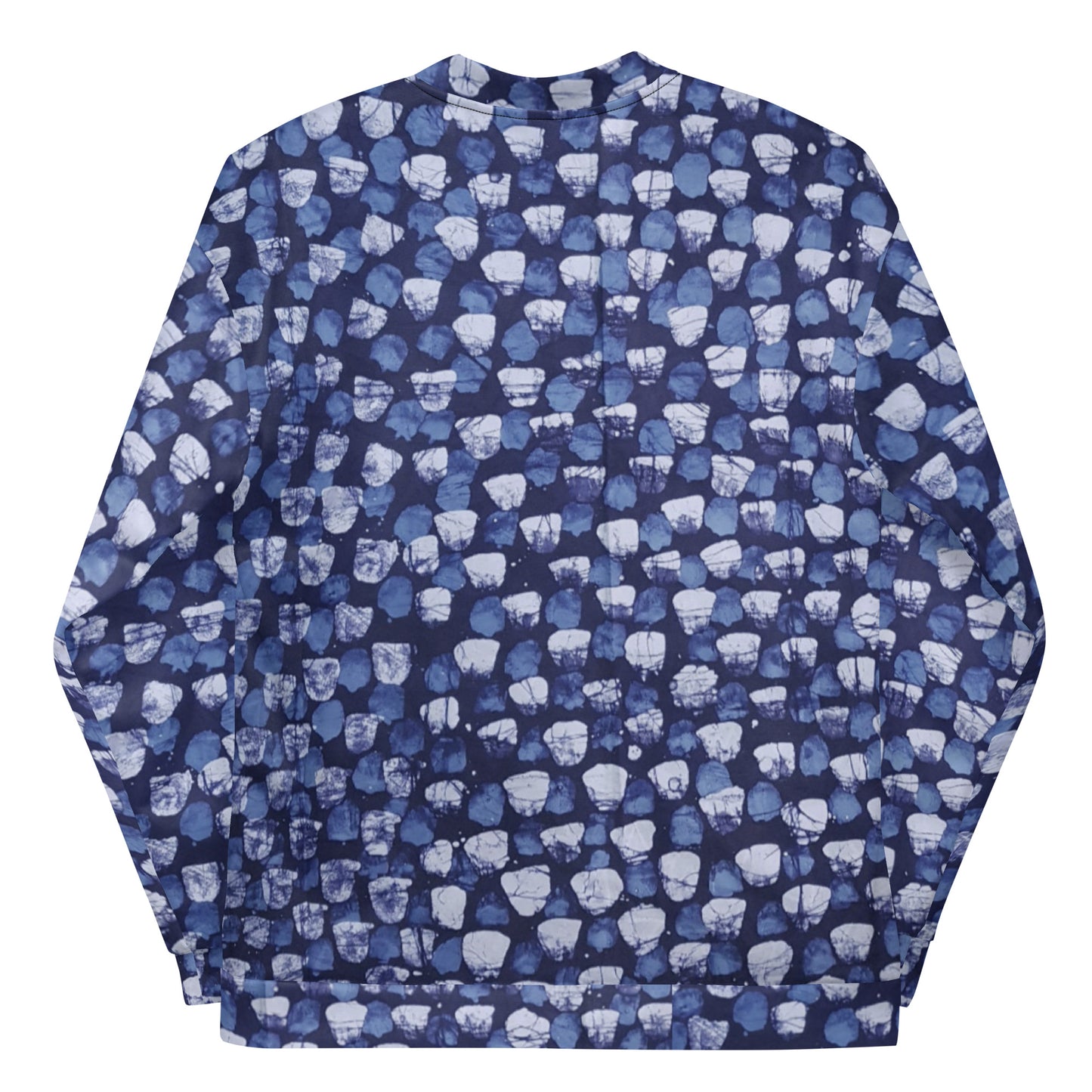 Blue Dotted Adire Unisex Bomber Jacket