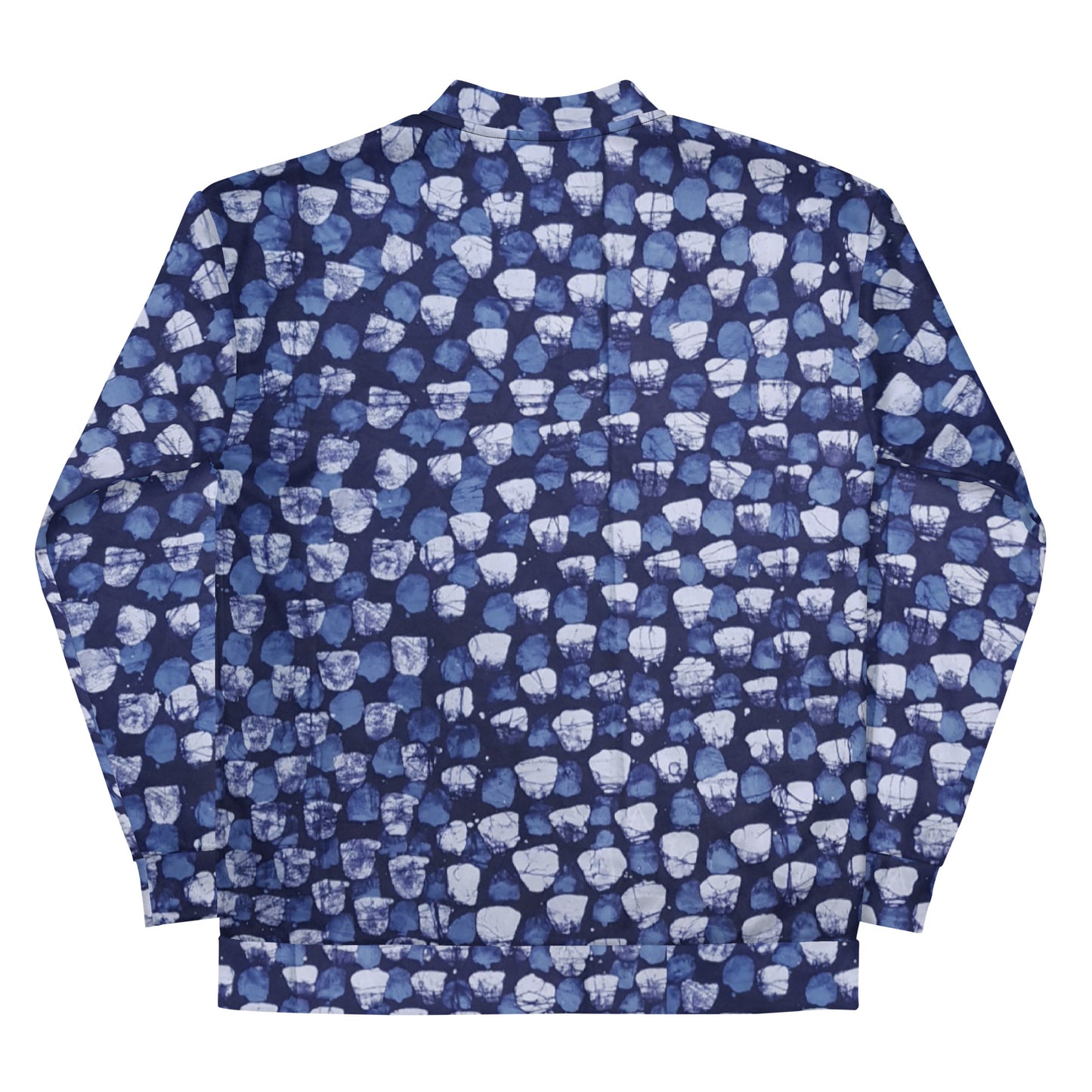 Blue Dotted Adire Unisex Bomber Jacket