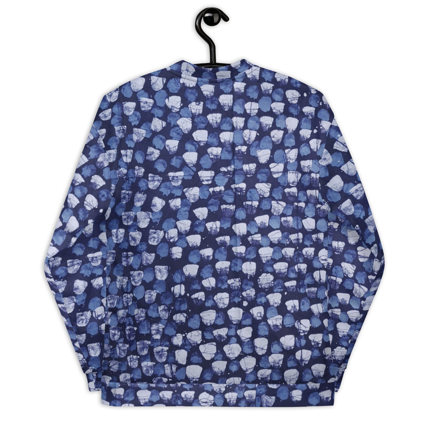 Blue Dotted Adire Unisex Bomber Jacket