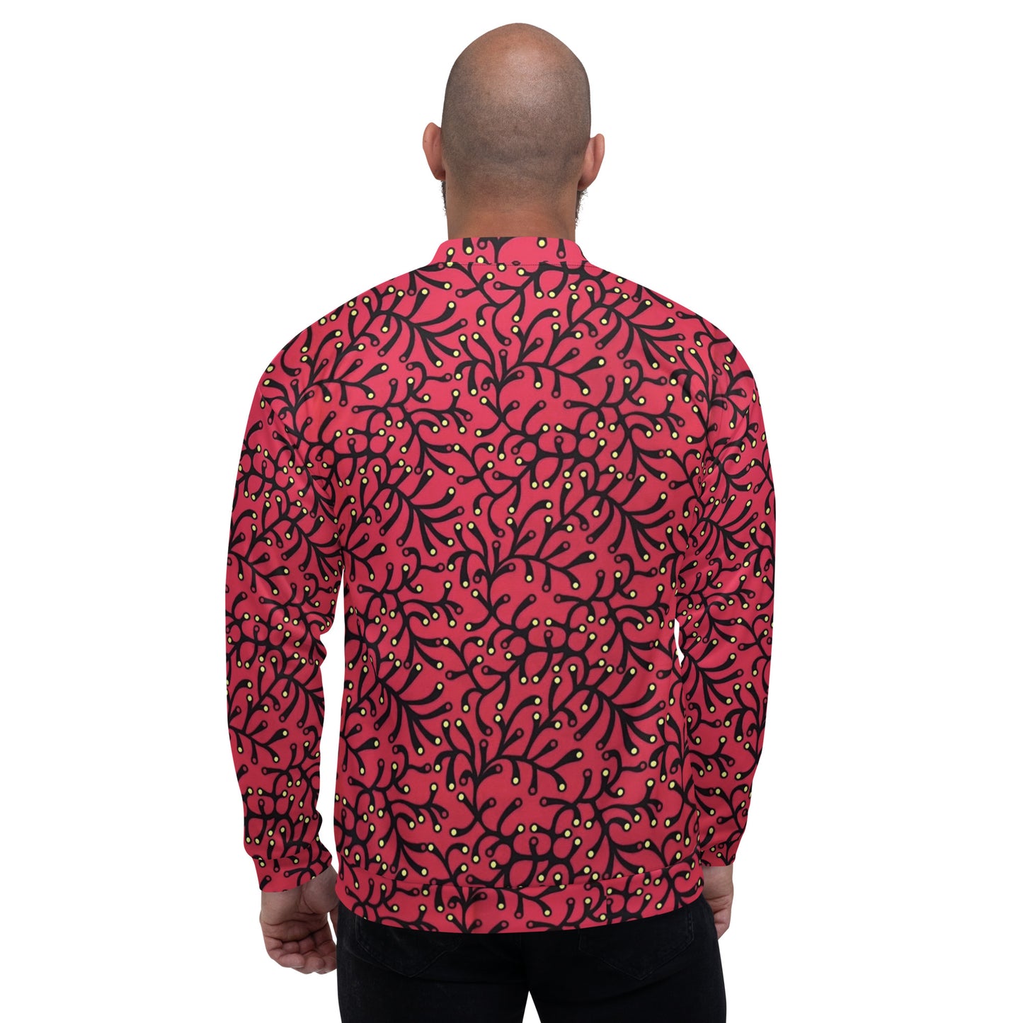 Red Yellow Polka Dots African Print Ankara Unisex Bomber Jacket