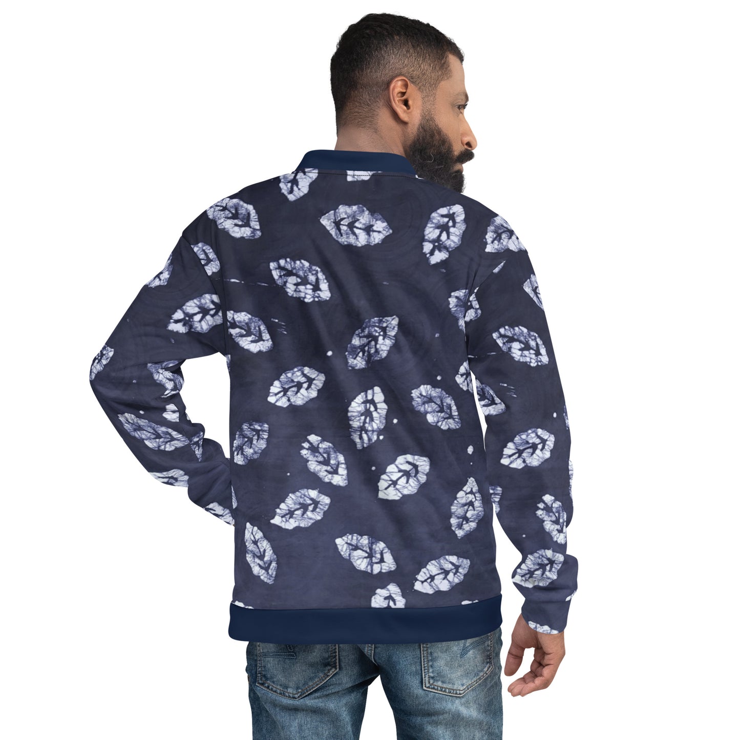 Indigo Leaf Adire Unisex Bomber Jacket