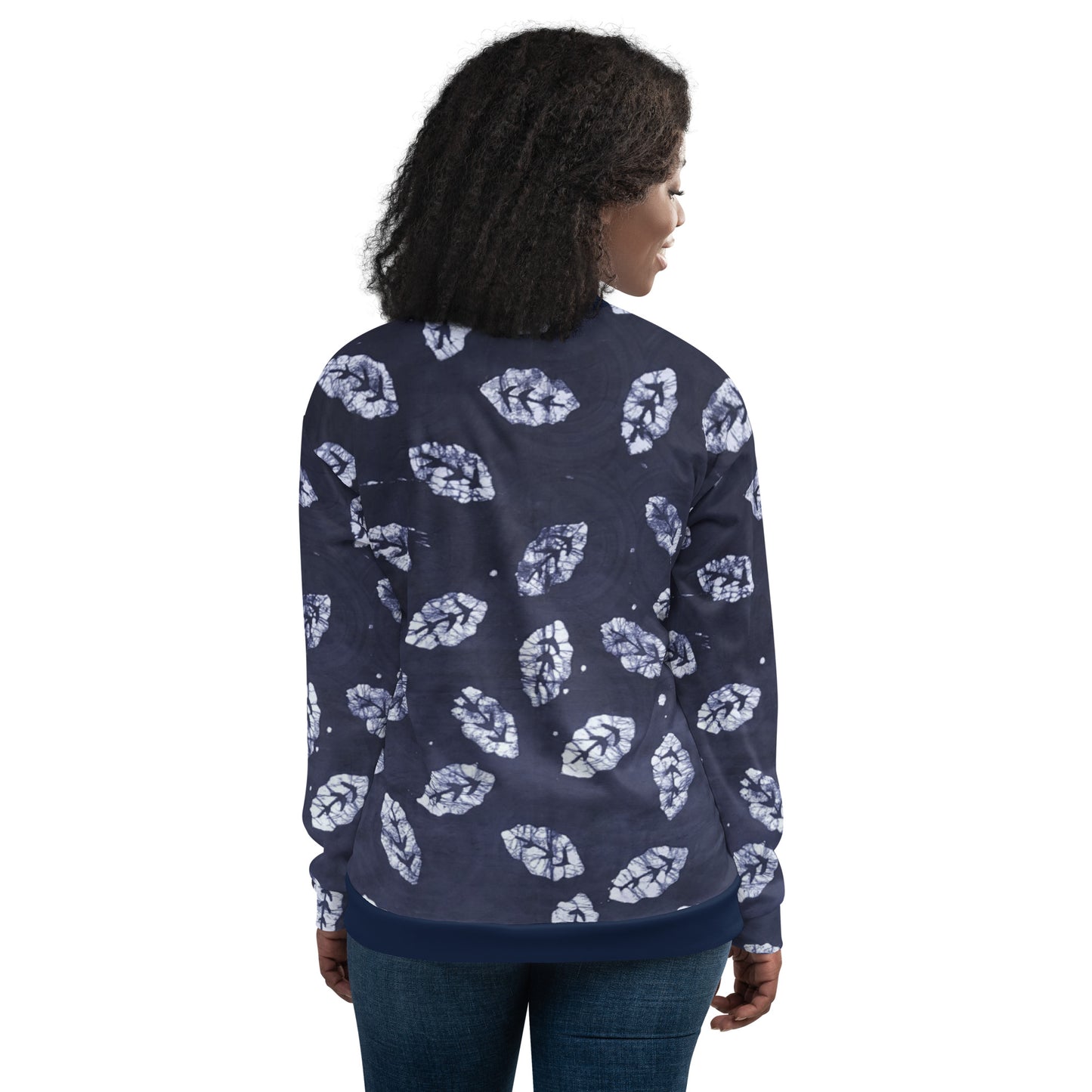 Indigo Leaf Adire Unisex Bomber Jacket