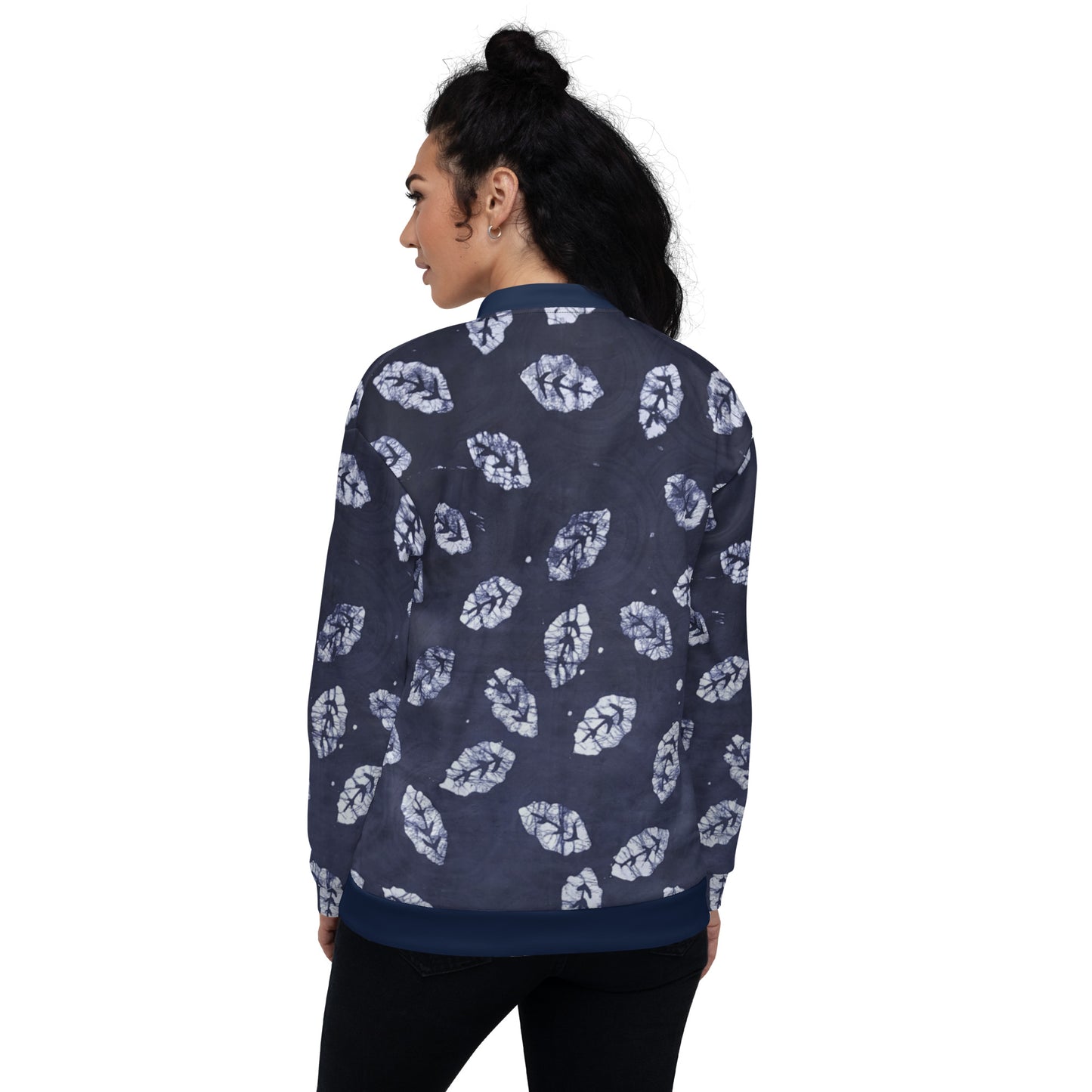 Indigo Leaf Adire Unisex Bomber Jacket