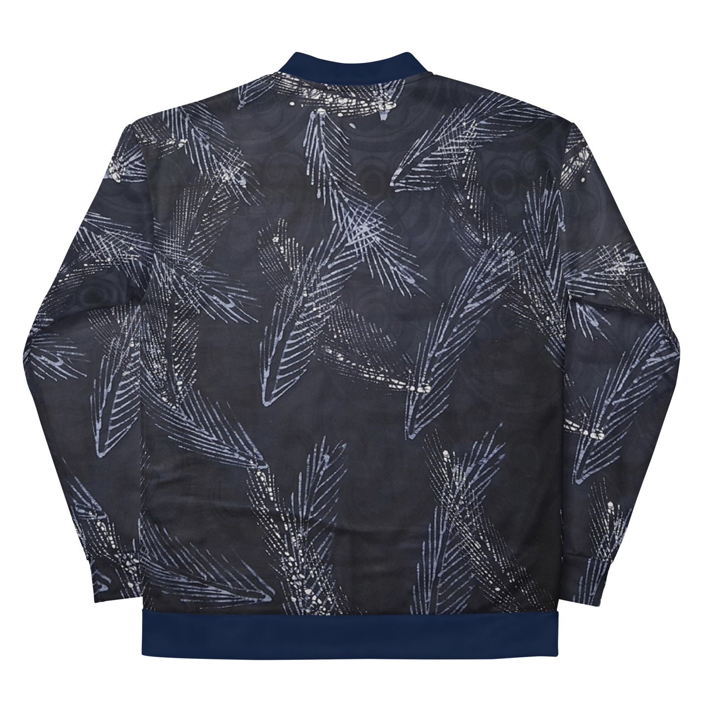 Dark Blue Leaf Adire Unisex Bomber Jacket