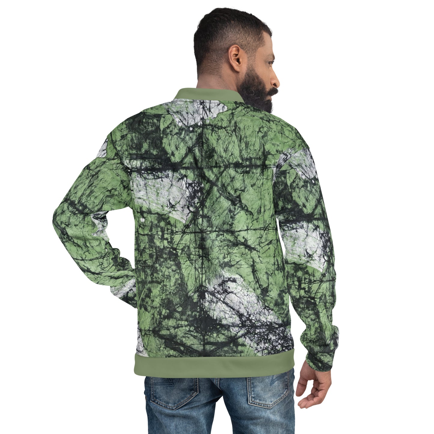 Lime Green Adire Unisex Bomber Jacket