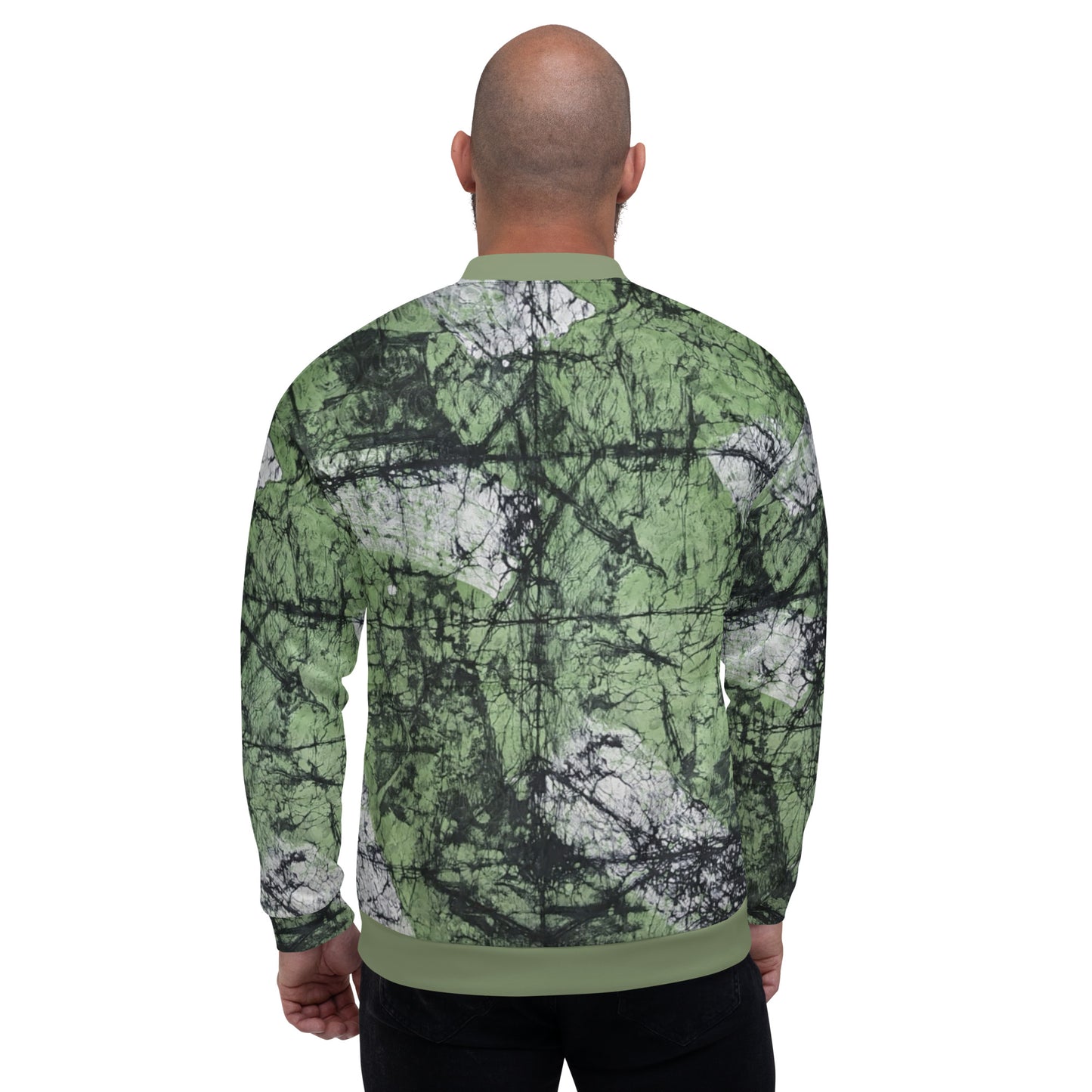 Lime Green Adire Unisex Bomber Jacket