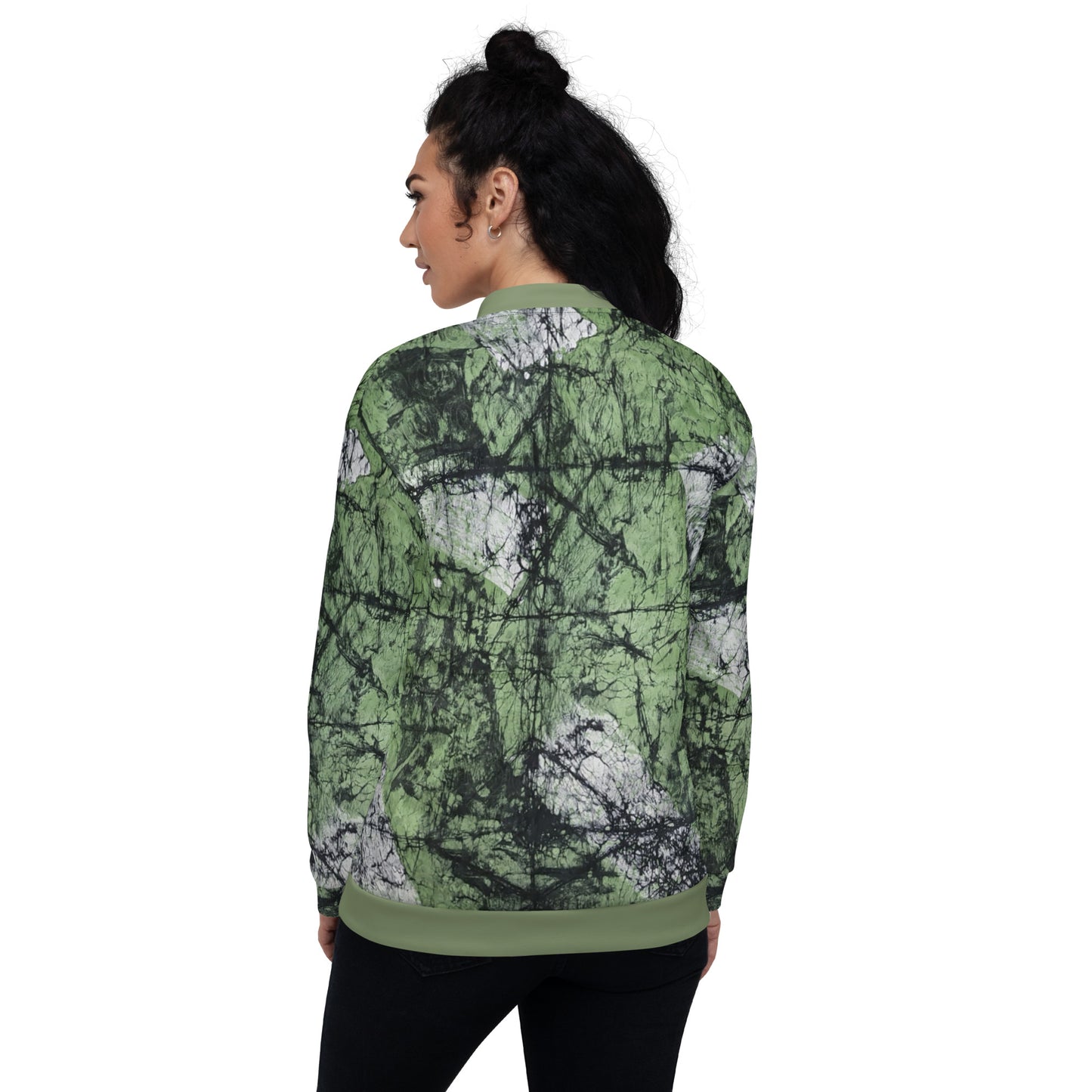 Lime Green Adire Unisex Bomber Jacket